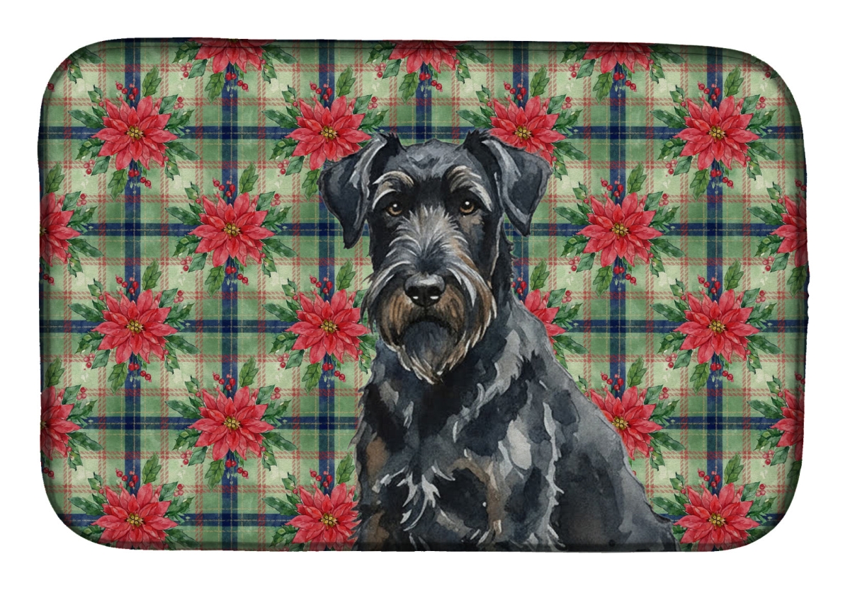 Picture of Carolines Treasures WDK8516DDM Unisex Adult Black Russian Terrier Christmas Poinsettias Dish Drying Mat - 21 x 14 in.
