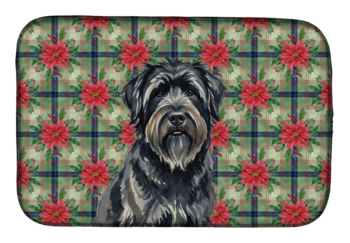 Picture of Carolines Treasures WDK8533DDM Unisex Adult Bouvier Des Flandres Christmas Poinsettias Dish Drying Mat - 21 x 14 in.
