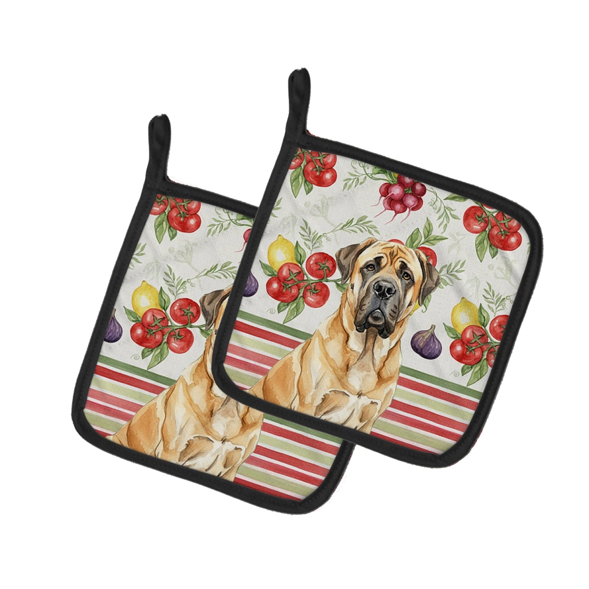 Picture of Carolines Treasures WDK8226PTHD Unisex Adult Fawn English Mastiff Vegetables Pot Holders - 7.5 x 7.5 in. - Set of 2