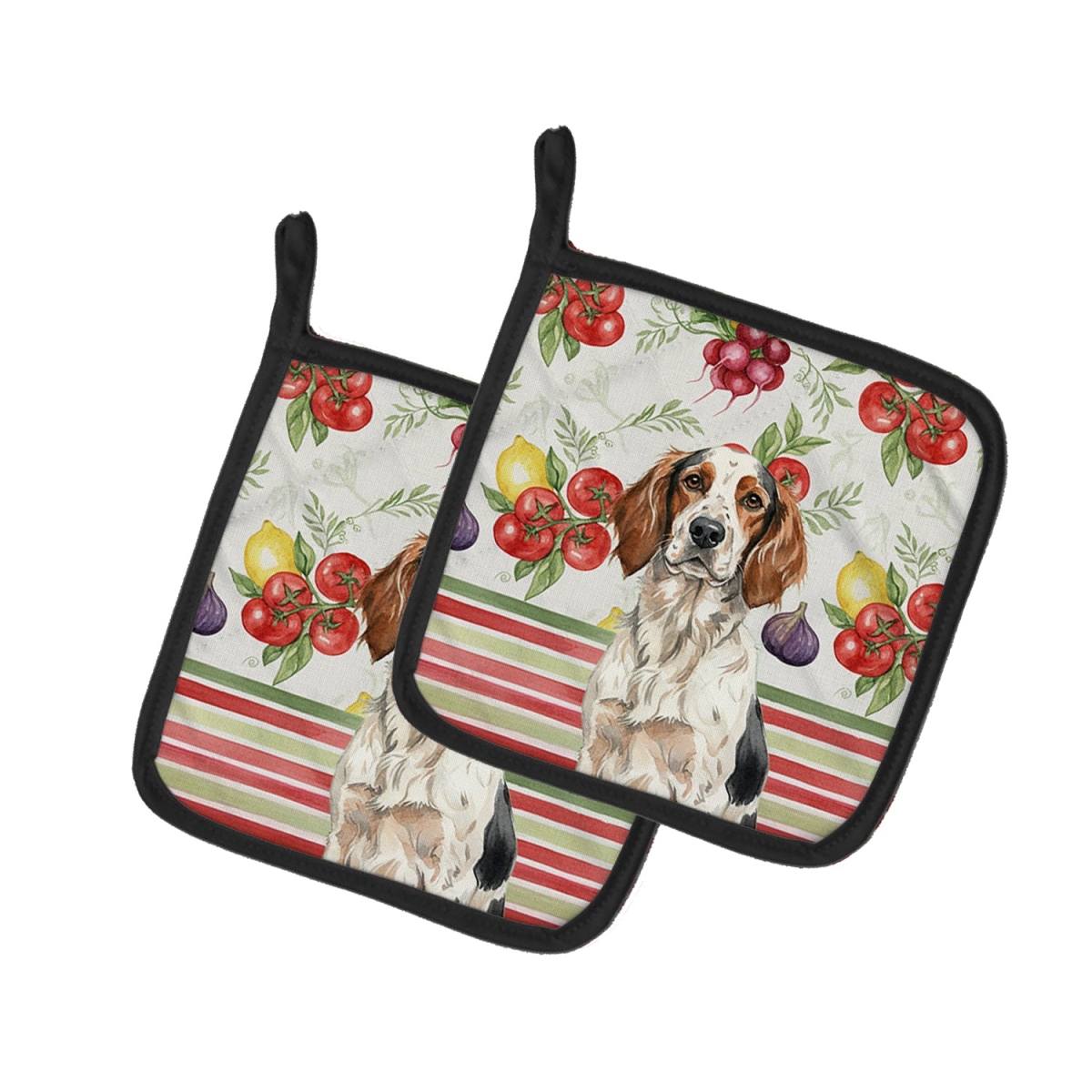 Picture of Carolines Treasures WDK8231PTHD Unisex Adult Tricolor English Setter Vegetables Pot Holders - 7.5 x 7.5 in. - Set of 2