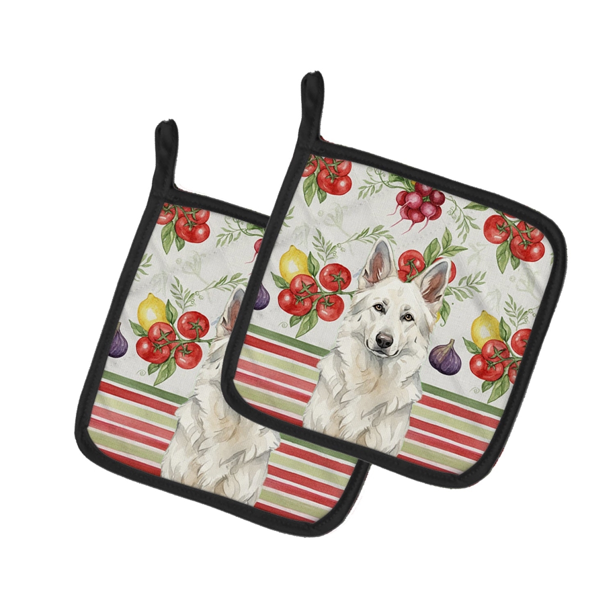 Picture of Carolines Treasures WDK8247PTHD Unisex Adult White German Shepherd Vegetables Pot Holders - 7.5 x 7.5 in. - Set of 2