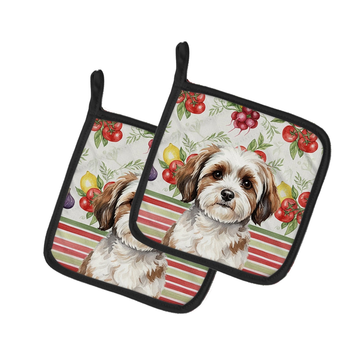 Picture of Carolines Treasures WDK8268PTHD Unisex Adult Parti-color Havanese Vegetables Pot Holders - 7.5 x 7.5 in. - Set of 2