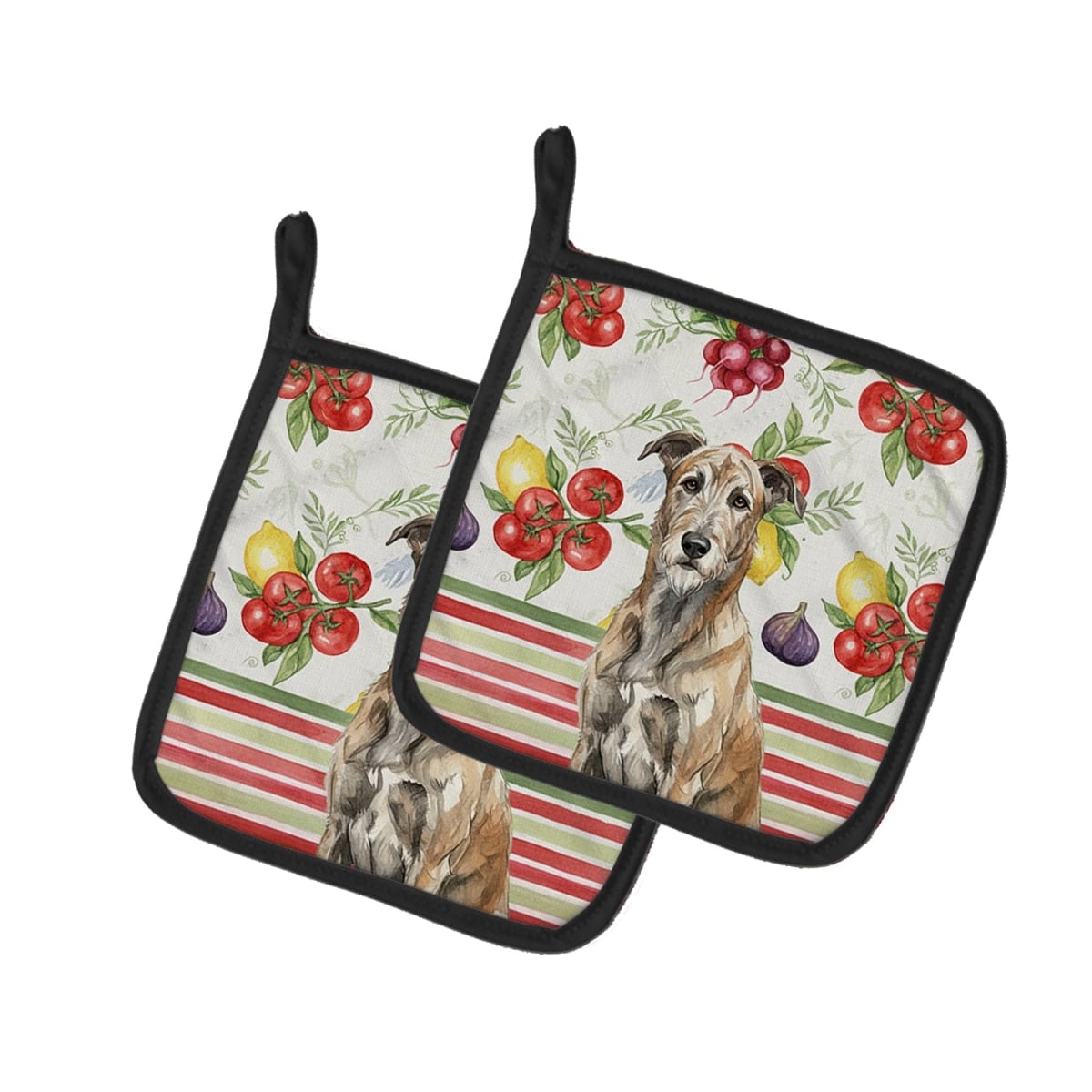 Picture of Carolines Treasures WDK8274PTHD Unisex Adult Brindle Irish Wolfhound Vegetables Pot Holders - 7.5 x 7.5 in. - Set of 2