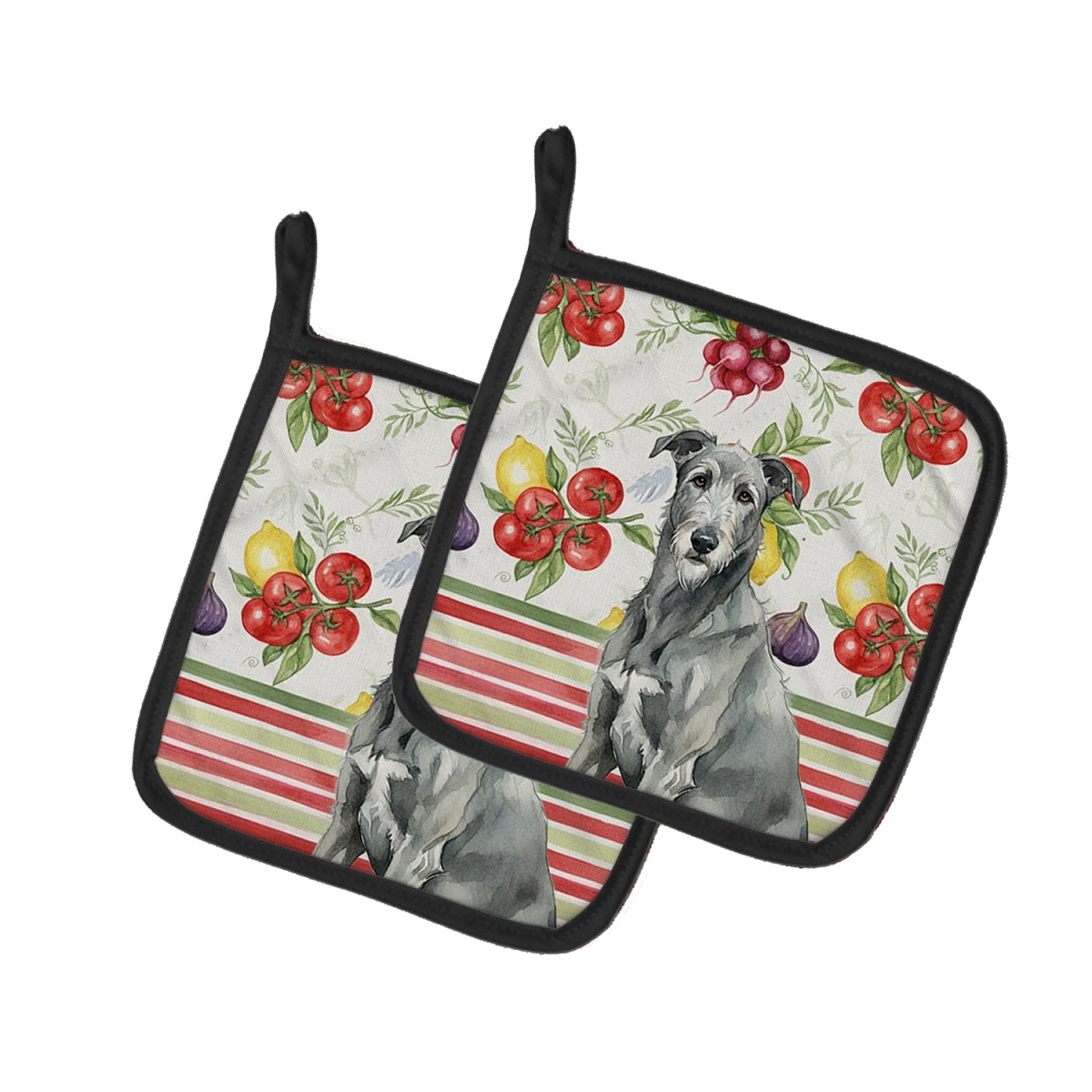 Picture of Carolines Treasures WDK8275PTHD Unisex Adult Gray Irish Wolfhound Vegetables Pot Holders - 7.5 x 7.5 in. - Set of 2