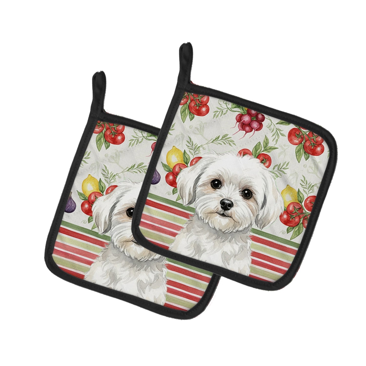 Picture of Carolines Treasures WDK8306PTHD Unisex Adult Maltese Vegetables Pot Holders - 7.5 x 7.5 in. - Set of 2