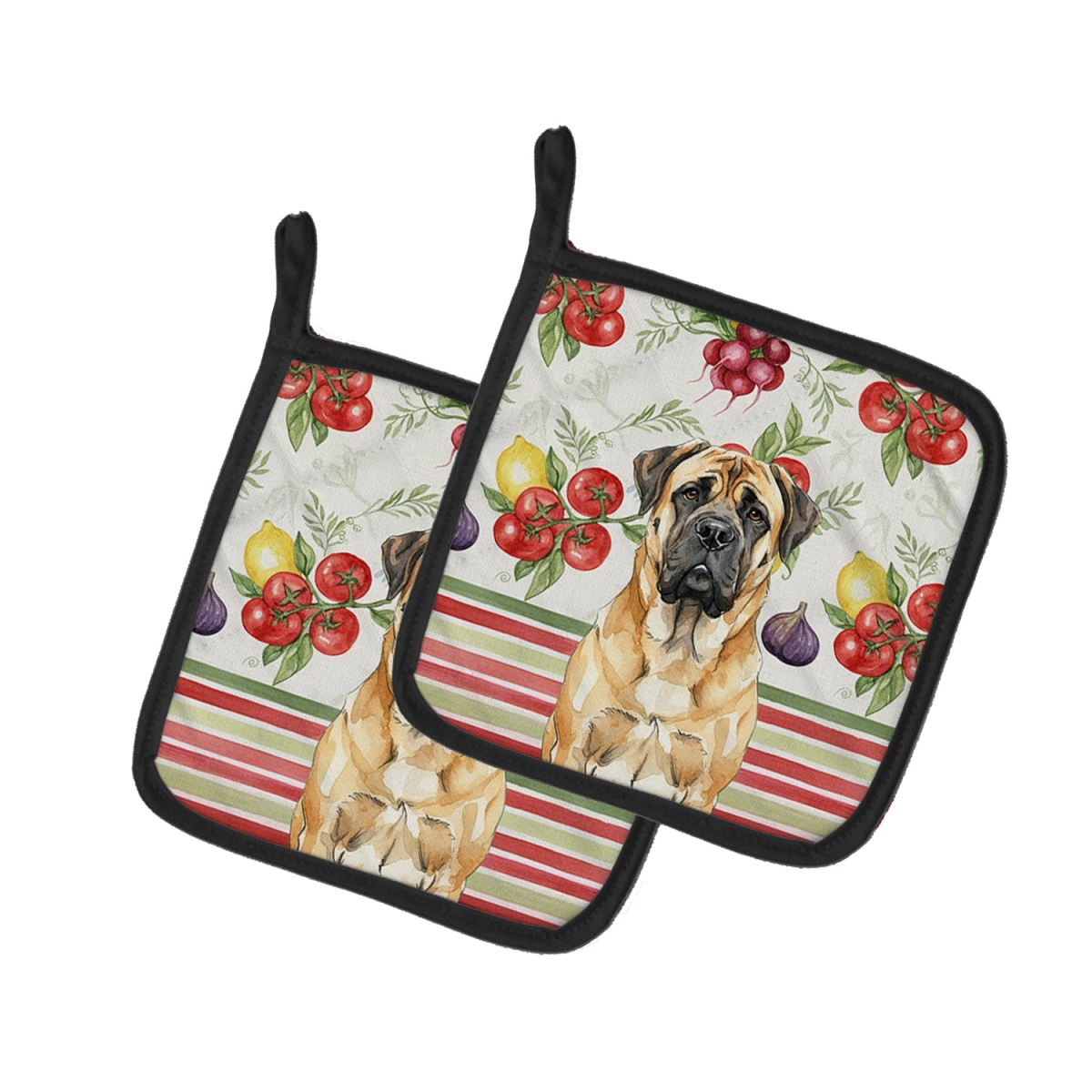 Picture of Carolines Treasures WDK8310PTHD Unisex Adult Fawn Mastiff Vegetables Pot Holders - 7.5 x 7.5 in. - Set of 2