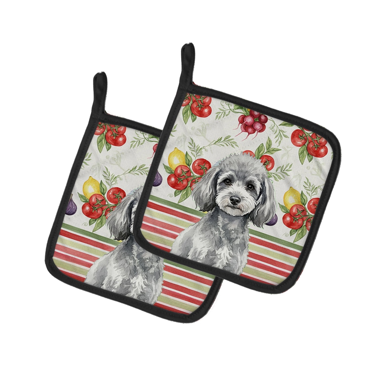 Picture of Carolines Treasures WDK8376PTHD Unisex Adult Toy Silver Poodle Vegetables Pot Holders - 7.5 x 7.5 in. - Set of 2