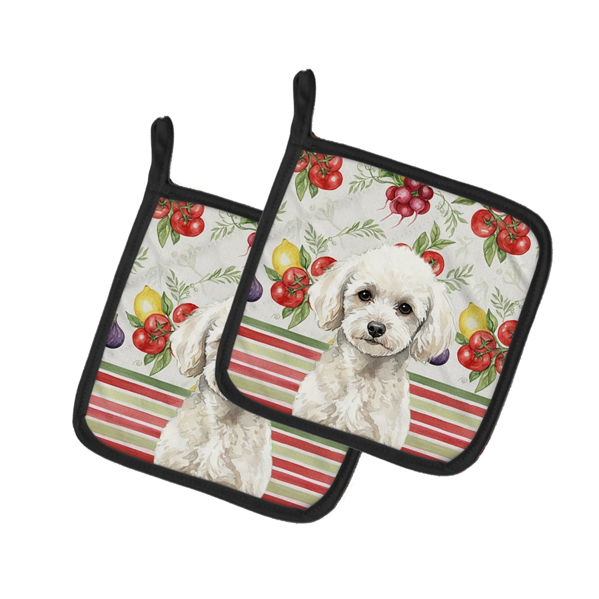 Picture of Carolines Treasures WDK8377PTHD Unisex Adult Toy White Poodle Vegetables Pot Holders - 7.5 x 7.5 in. - Set of 2