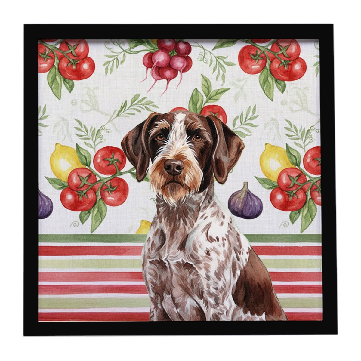 WDK8250MFP88 Unisex Roan German Wirehaired Pointer Vegetables Framed Metal Print - 8 x 8 in.