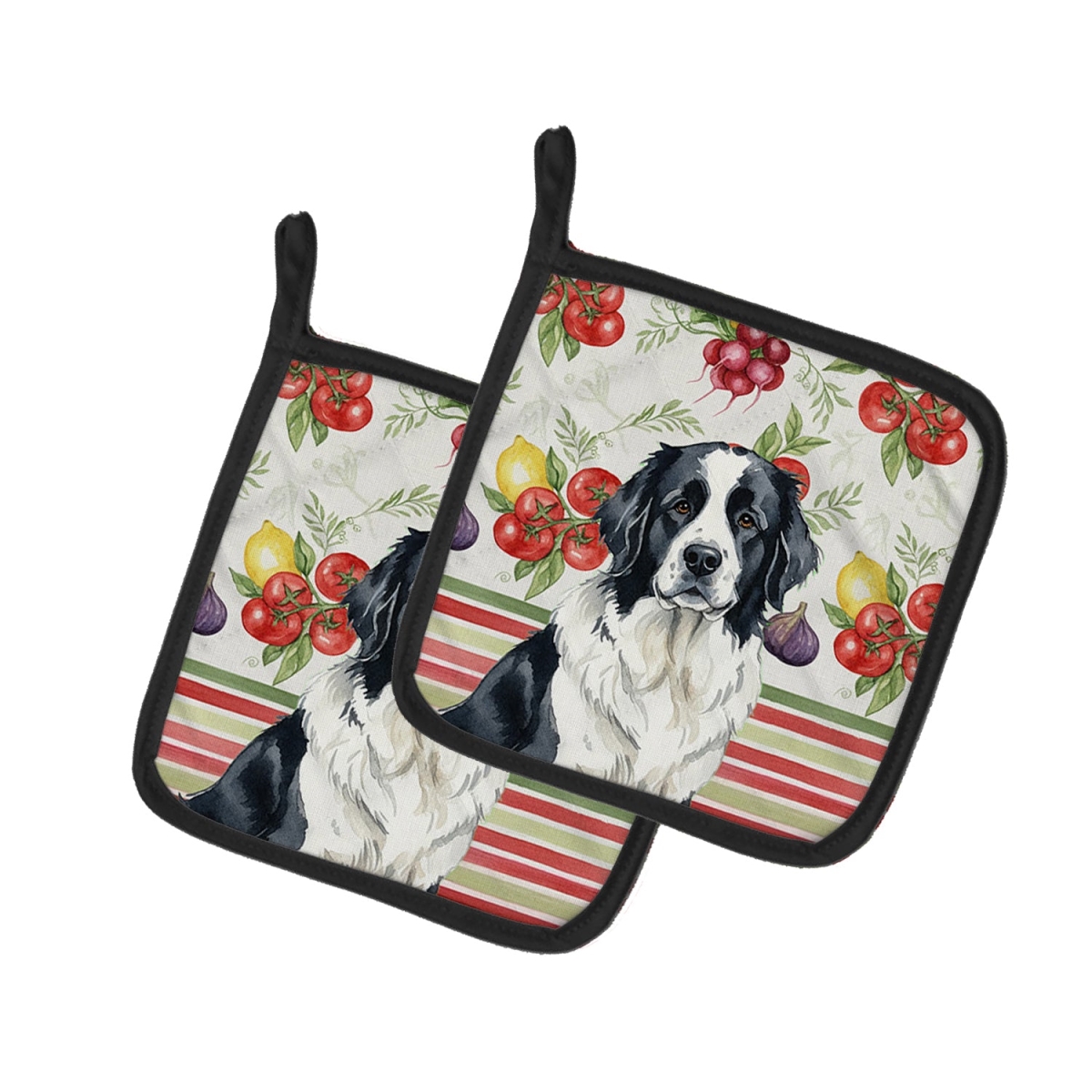 Picture of Carolines Treasures WDK8327PTHD Unisex Adult Landseer Foundland Vegetables Pot Holders - 7.5 x 7.5 in. - Set of 2