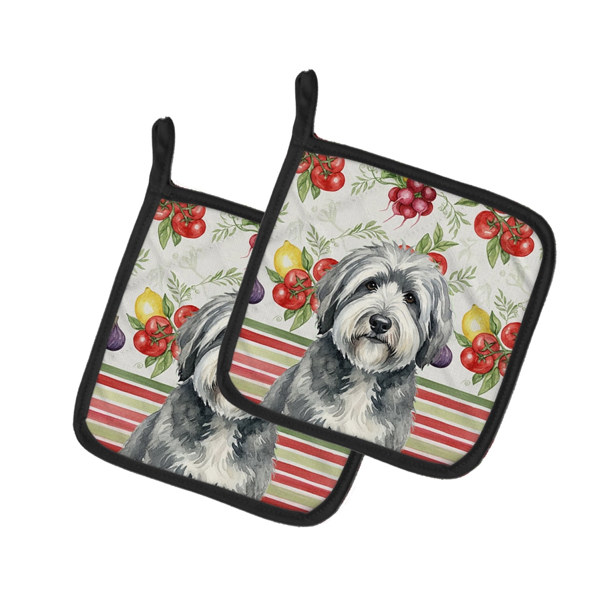 Picture of Carolines Treasures WDK8337PTHD Unisex Adult Gray & White Old English Sheepdog Vegetables Pot Holders - 7.5 x 7.5 in. - Set of 2
