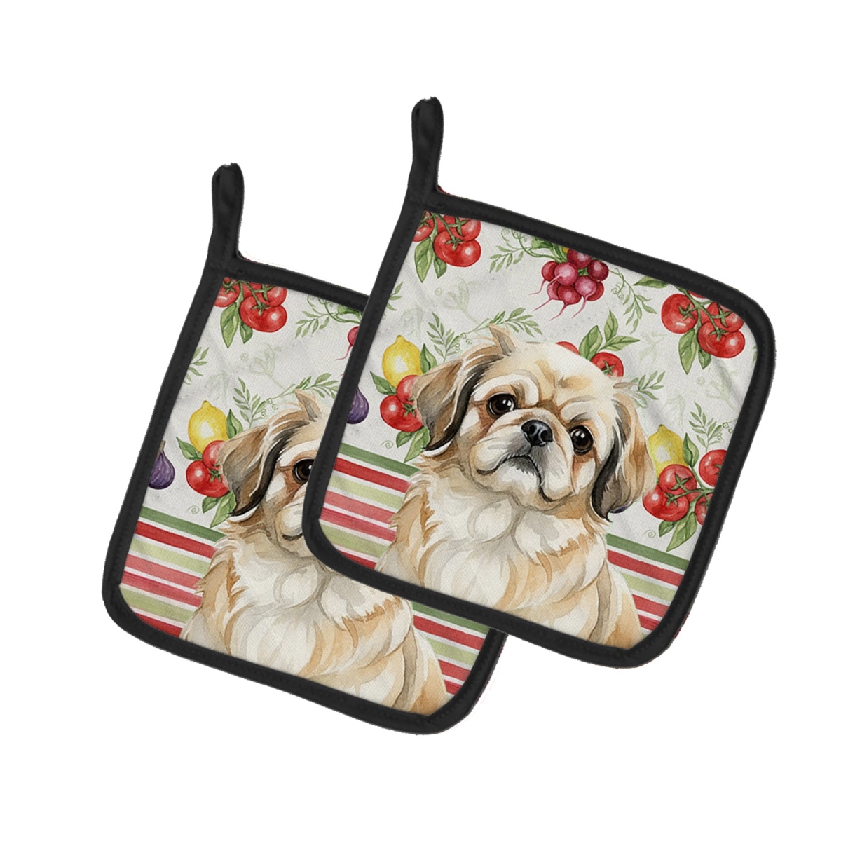 Picture of Carolines Treasures WDK8350PTHD Unisex Adult Fawn Pekingese Vegetables Pot Holders - 7.5 x 7.5 in. - Set of 2