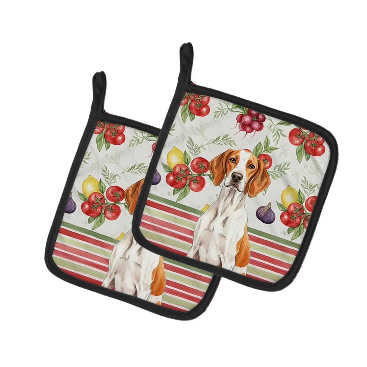 Picture of Carolines Treasures WDK8357PTHD Unisex Adult Orange & White Pointer Vegetables Pot Holders - 7.5 x 7.5 in. - Set of 2