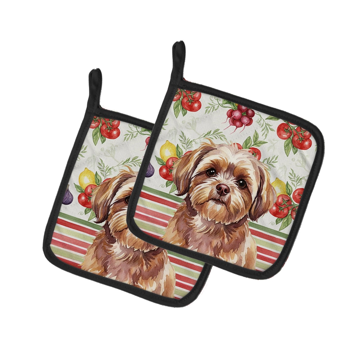 Picture of Carolines Treasures WDK8419PTHD Unisex Adult Liver Shih Tzu Vegetables Pot Holders - 7.5 x 7.5 in. - Set of 2