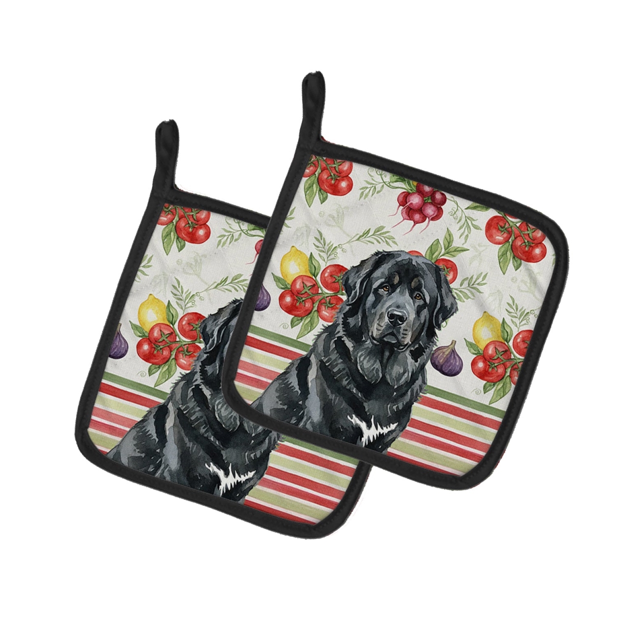 Picture of Carolines Treasures WDK8435PTHD Unisex Adult Black Tibetan Mastiff Vegetables Pot Holders - 7.5 x 7.5 in. - Set of 2