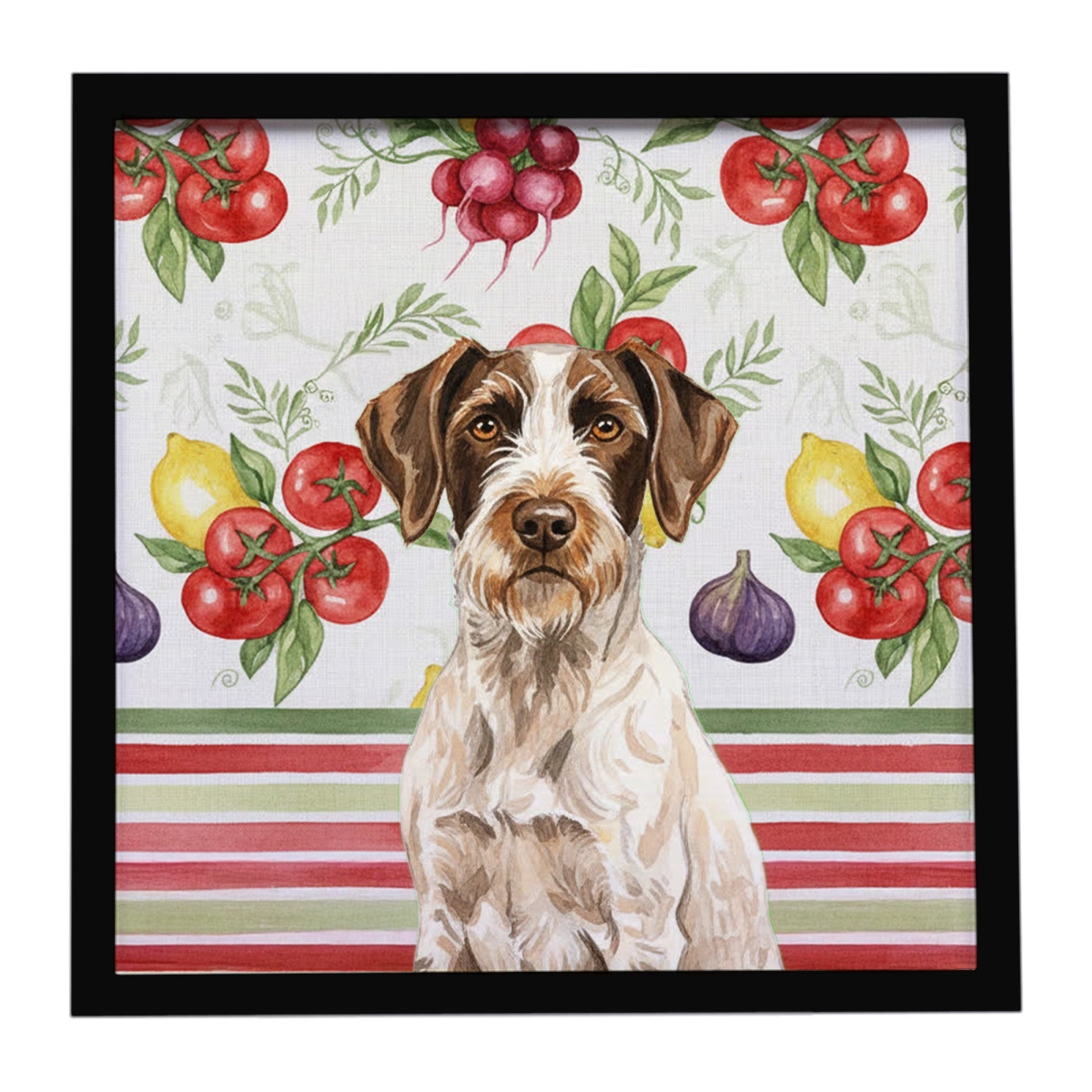WDK8249MFP88 Unisex Liver & White German Wirehaired Pointer Vegetables Framed Metal Print - 8 x 8 in.