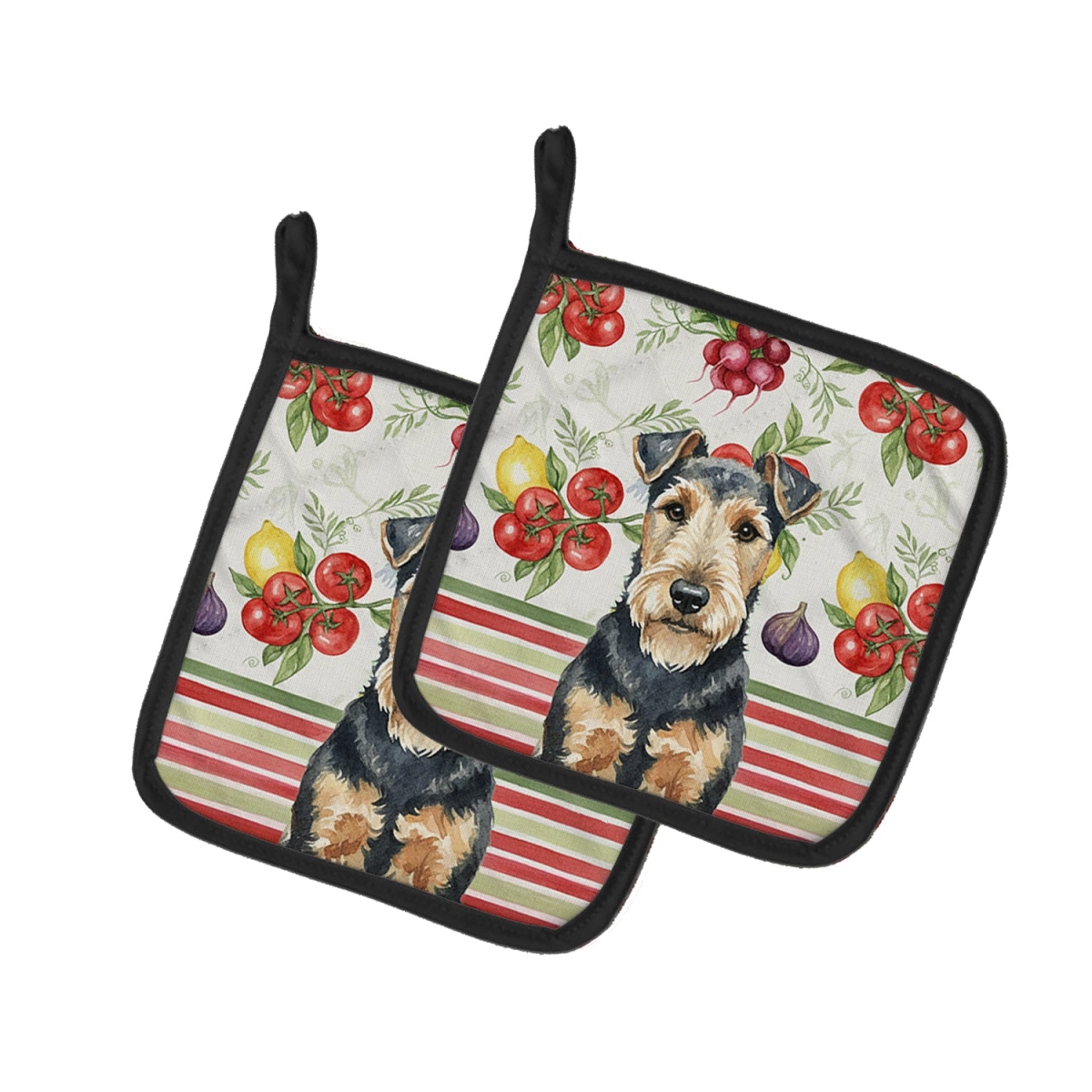 Picture of Carolines Treasures WDK8449PTHD Unisex Adult Welsh Terrier Vegetables Pot Holders - 7.5 x 7.5 in. - Set of 2
