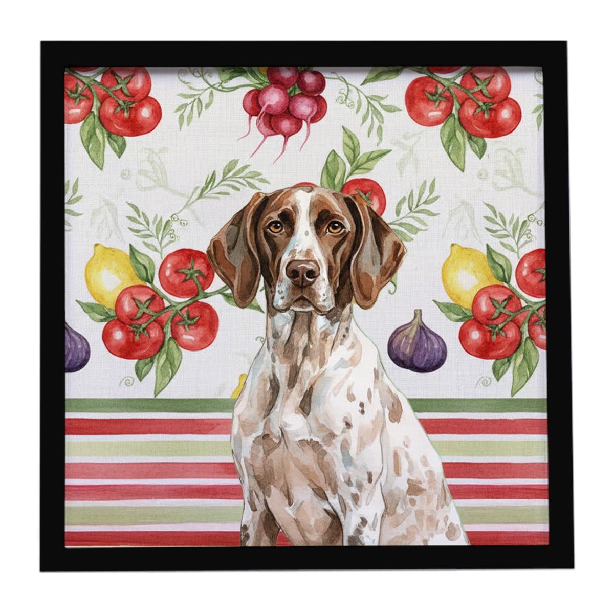 WDK8248MFP88 Unisex German Shorthaired Pointer Vegetables Framed Metal Print - 8 x 8 in.