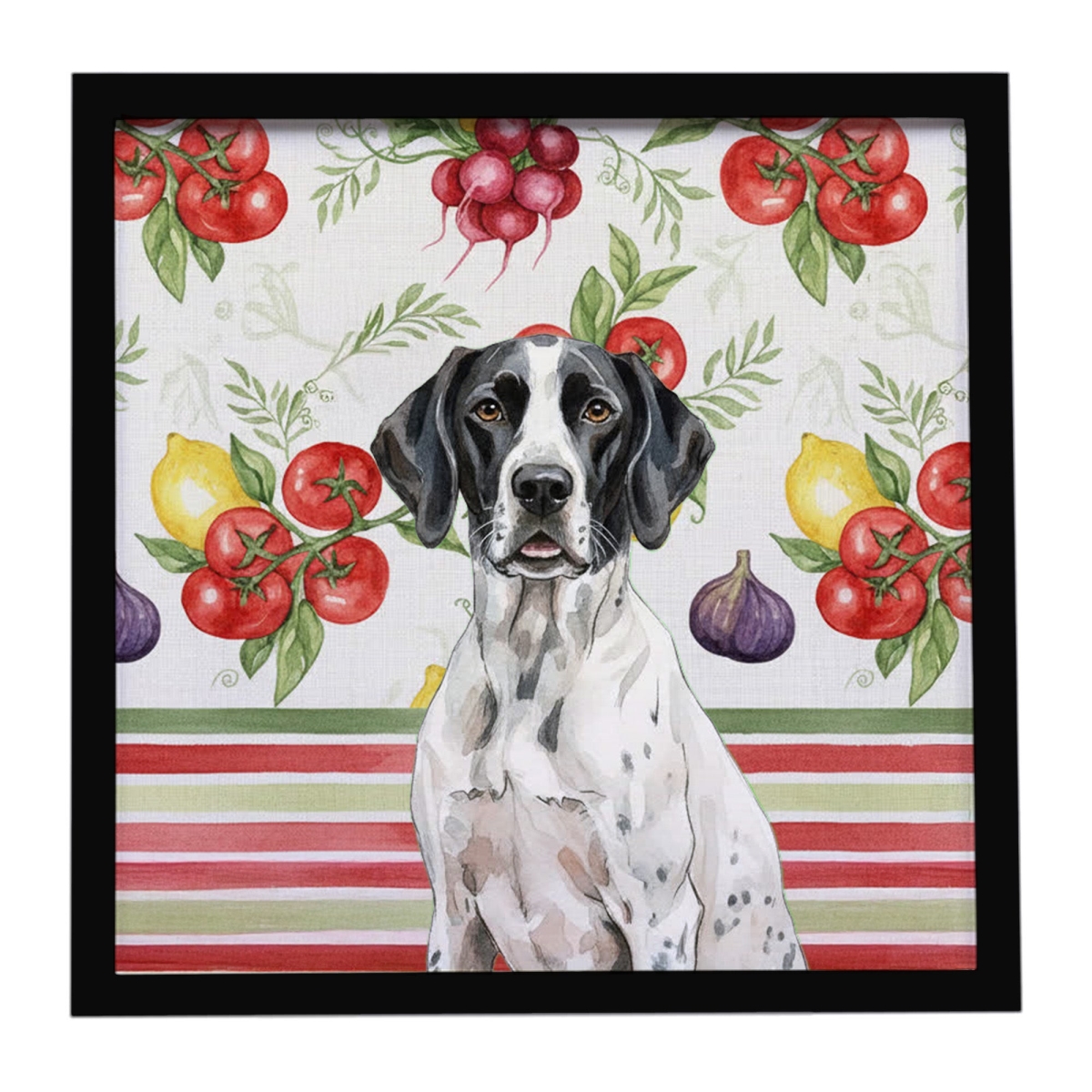 WDK8354MFP88 Unisex Black & White Pointer Vegetables Framed Metal Print - 8 x 8 in.