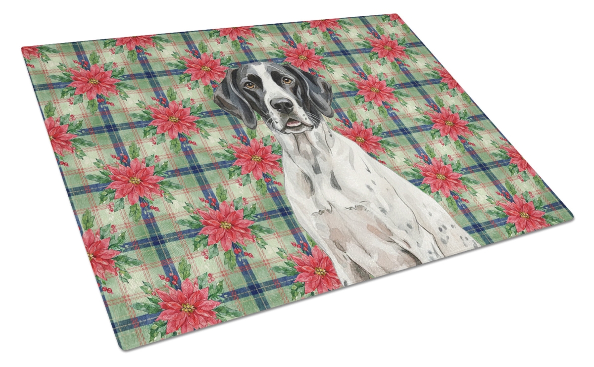 Picture of Carolines Treasures WDK8754LCB Unisex Adult Black & White Pointer Christmas Poinsettias Glass Cutting Board - 15 x 12 in.