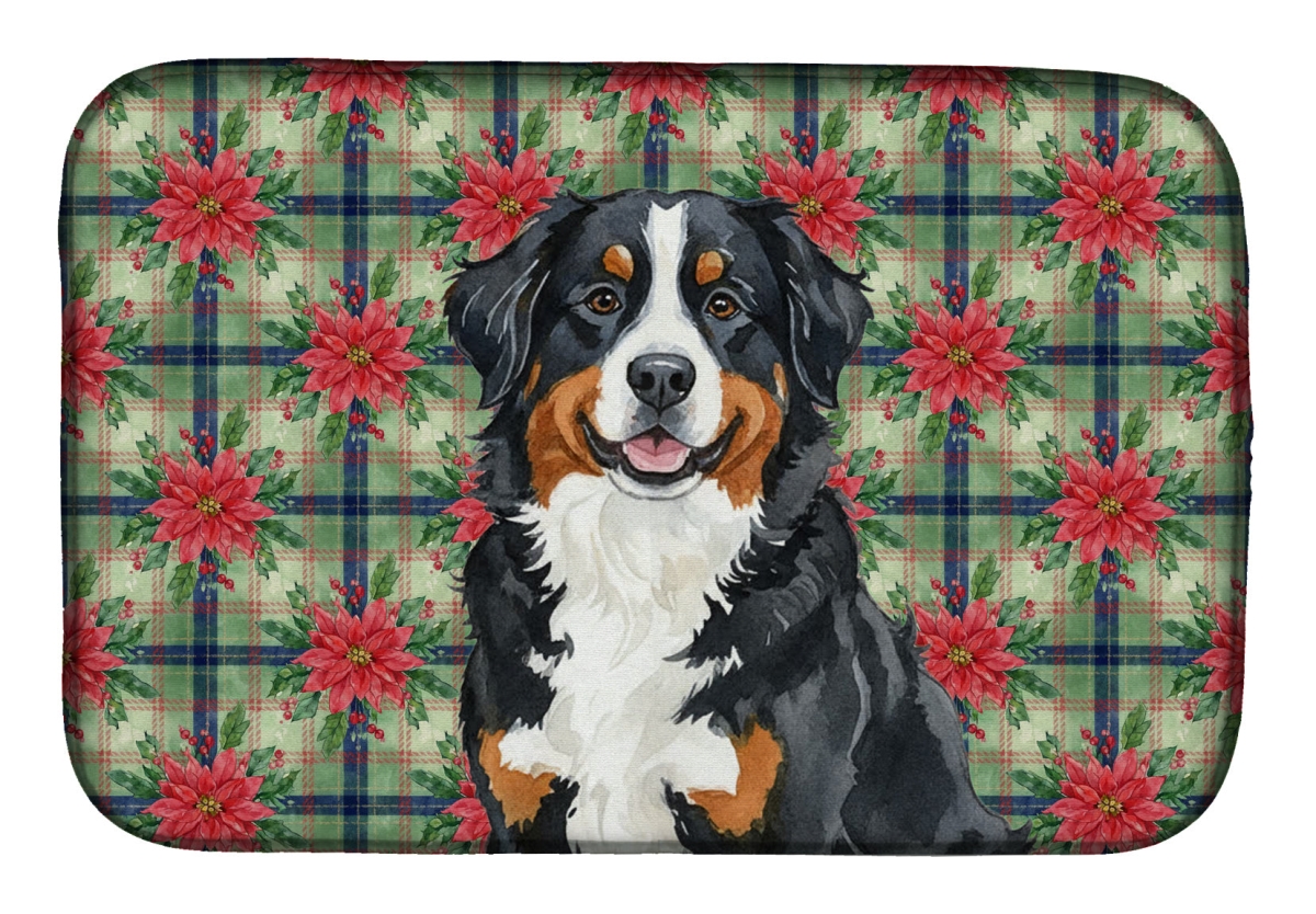 Picture of Carolines Treasures WDK8513DDM Unisex Adult Bernese Mountain Dog Christmas Poinsettias Dish Drying Mat - 21 x 14 in.
