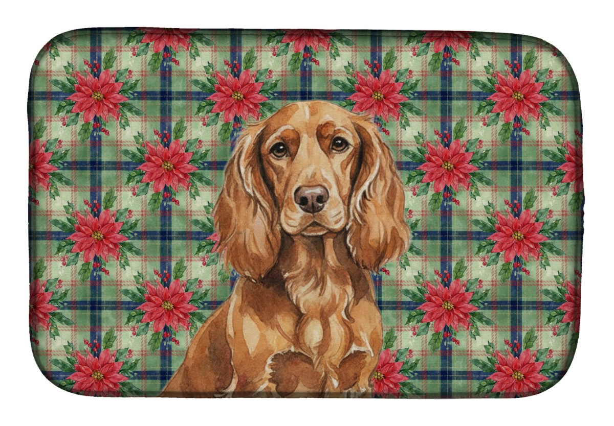 Picture of Carolines Treasures WDK8538DDM Unisex Adult Boykin Spaniel Christmas Poinsettias Dish Drying Mat - 21 x 14 in.