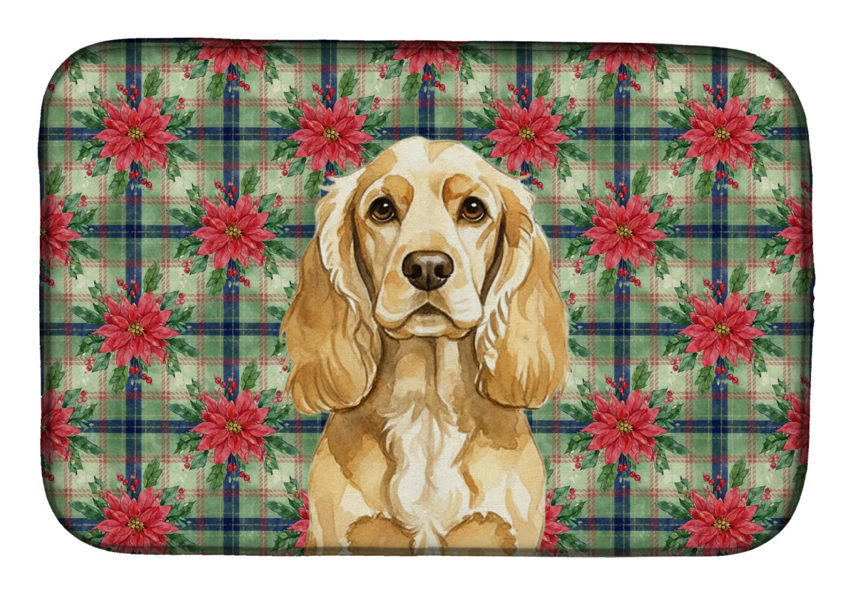 Picture of Carolines Treasures WDK8582DDM Unisex Adult Buff Cocker Spaniel Christmas Poinsettias Dish Drying Mat - 21 x 14 in.