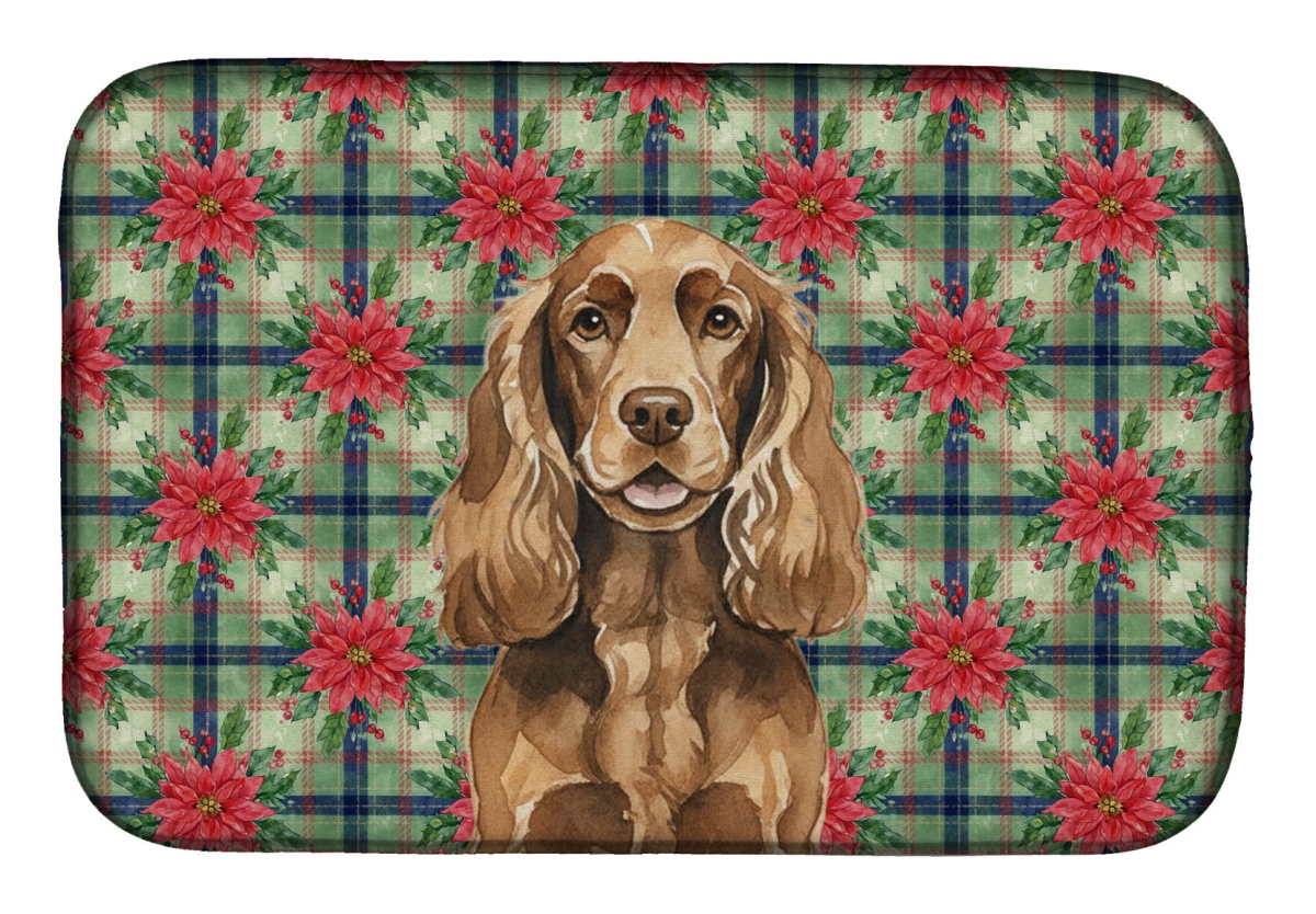 Picture of Carolines Treasures WDK8620DDM Unisex Adult Liver English Cocker Spaniel Christmas Poinsettias Dish Drying Mat - 21 x 14 in.