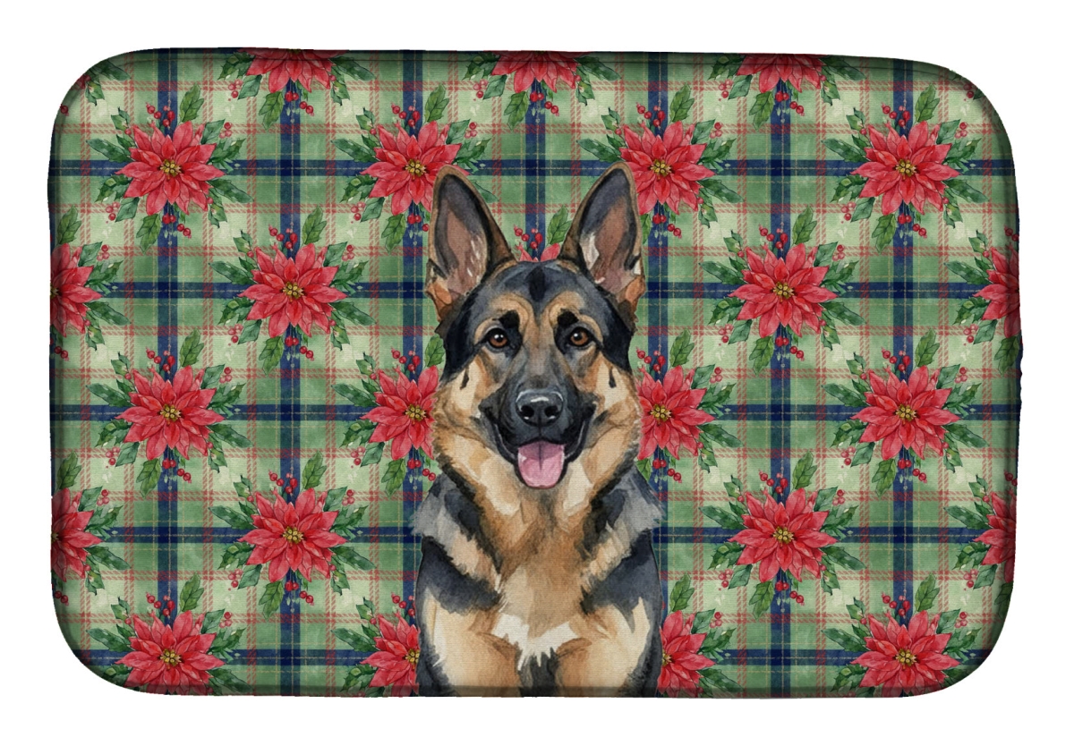 Picture of Carolines Treasures WDK8646DDM Unisex Adult German Shepherd Christmas Poinsettias Dish Drying Mat - 21 x 14 in.