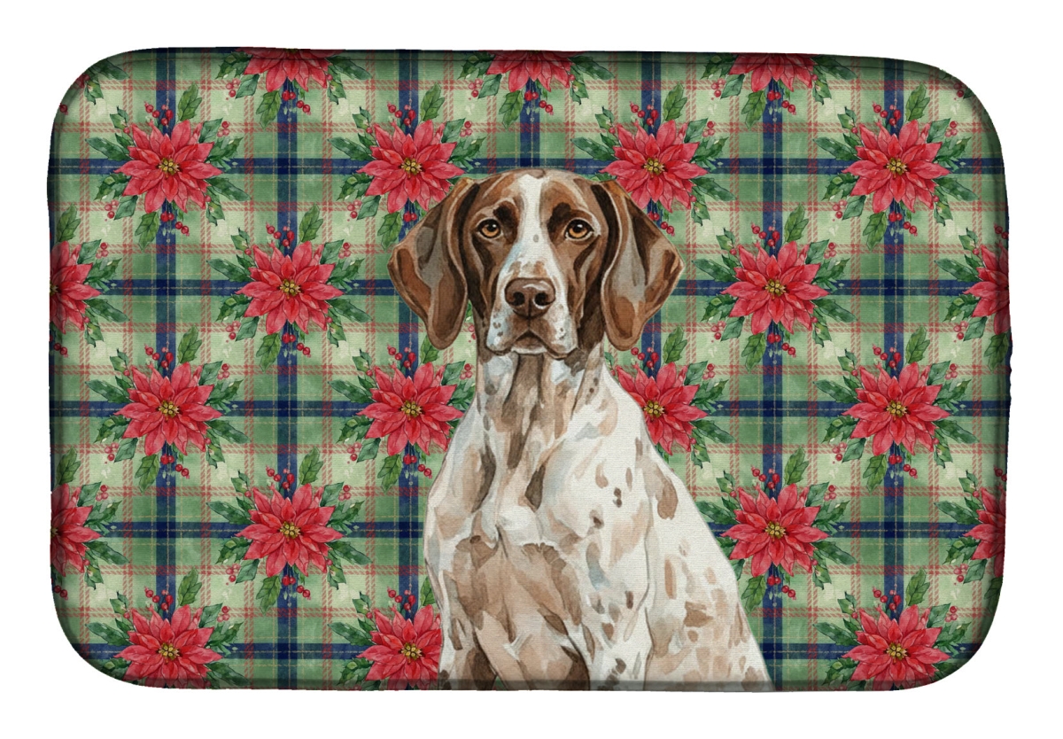 Picture of Carolines Treasures WDK8648DDM Unisex Adult German Shorthaired Pointer Christmas Poinsettias Dish Drying Mat - 21 x 14 in.