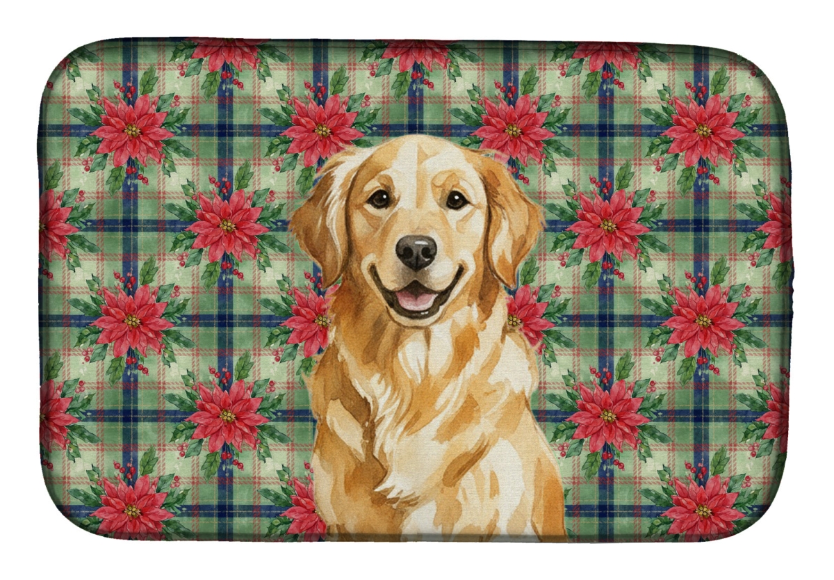 Picture of Carolines Treasures WDK8651DDM Unisex Adult Golden Retriever Christmas Poinsettias Dish Drying Mat - 21 x 14 in.