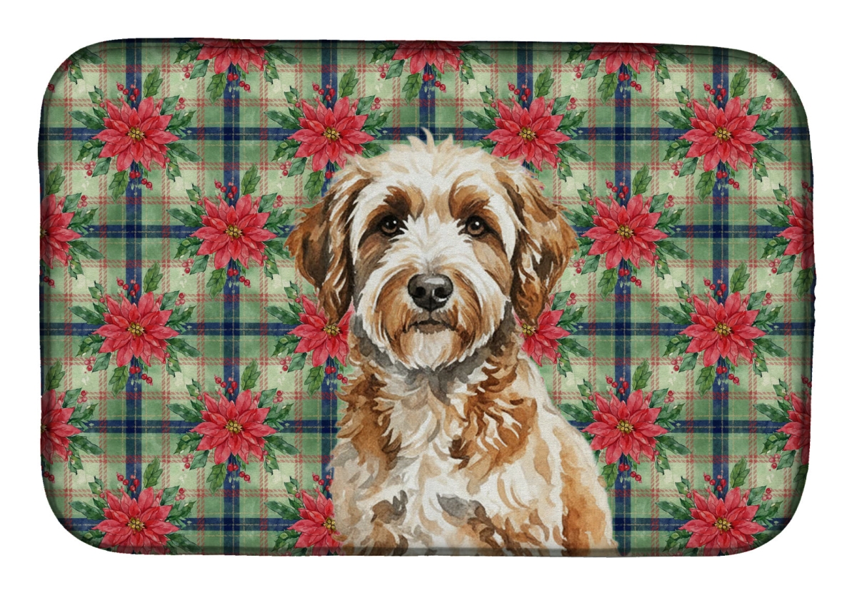 Picture of Carolines Treasures WDK8695DDM Unisex Adult Lagotto Romagnolo Christmas Poinsettias Dish Drying Mat - 21 x 14 in.