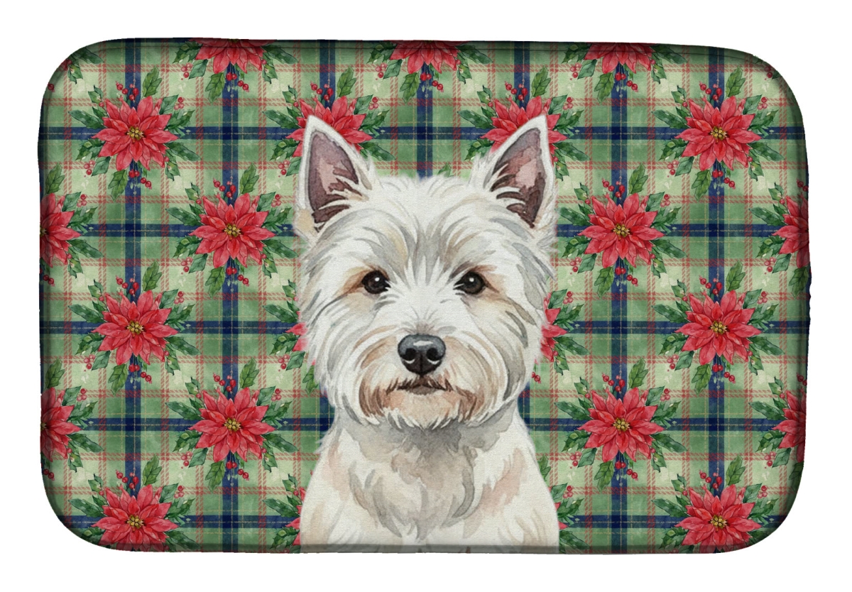 Picture of Carolines Treasures WDK8850DDM Unisex Adult Westie Christmas Poinsettias Dish Drying Mat - 21 x 14 in.