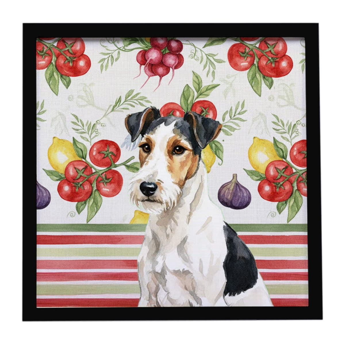 WDK8425MFP88 Unisex Smooth Fox Terrier Vegetables Framed Metal Print - 8 x 8 in.