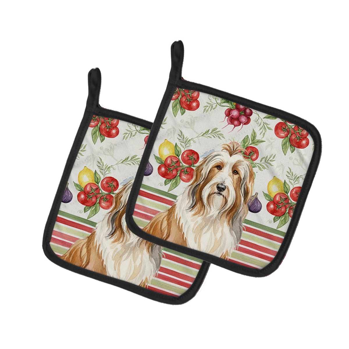 Picture of Carolines Treasures WDK8104PTHD Unisex Adult Fawn Bearded Collie Vegetables Pot Holders - 7.5 x 7.5 in. - Set of 2