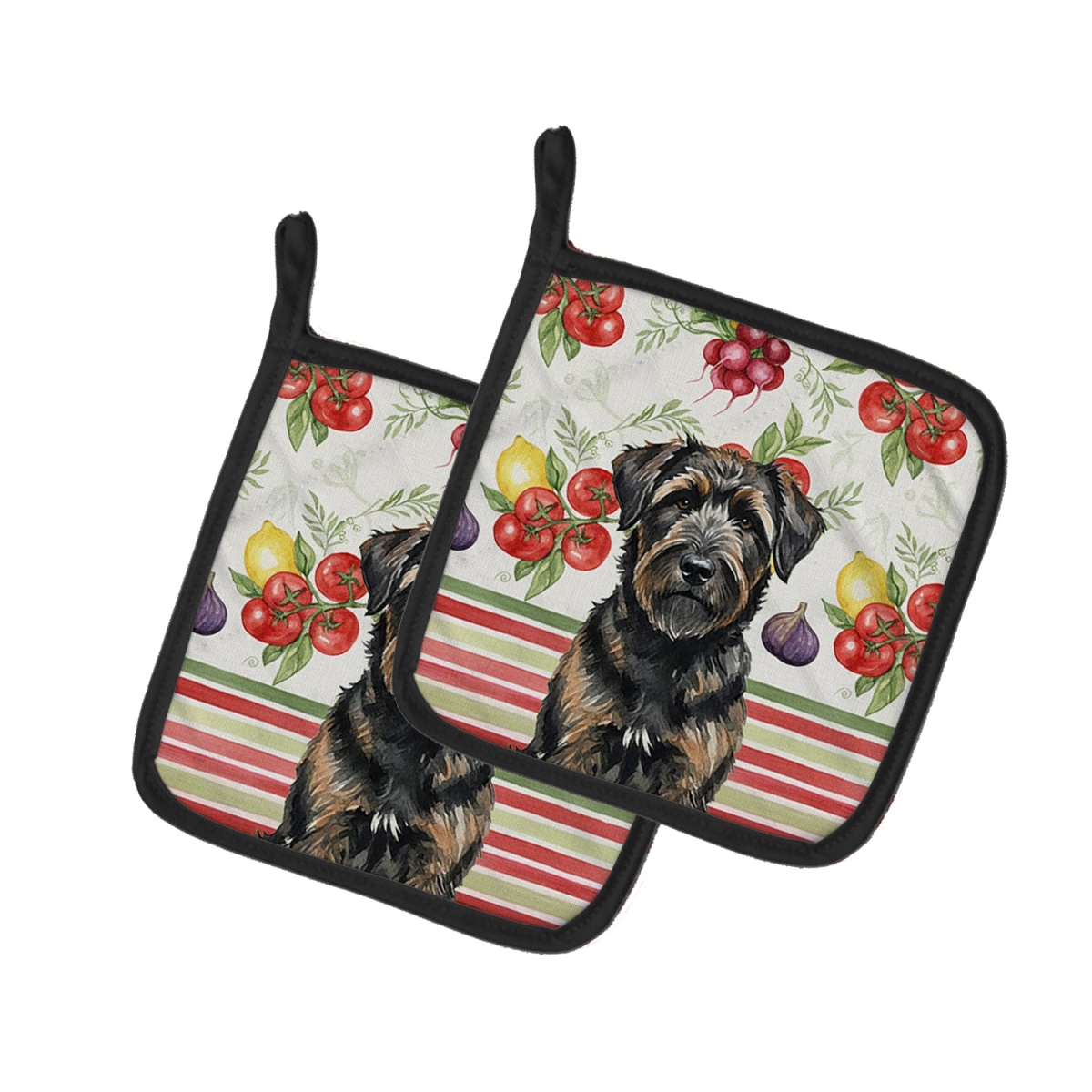 Picture of Carolines Treasures WDK8134PTHD Unisex Adult Brindle Bouvier Des Flandres Vegetables Pot Holders - 7.5 x 7.5 in. - Set of 2