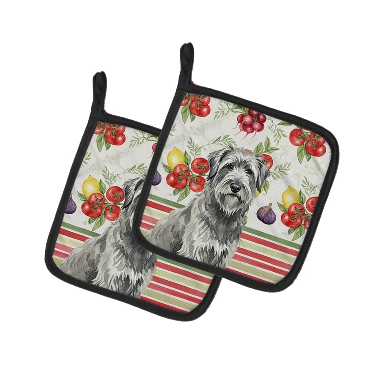 Picture of Carolines Treasures WDK8141PTHD Unisex Adult Gray Briard Vegetables Pot Holders - 7.5 x 7.5 in. - Set of 2