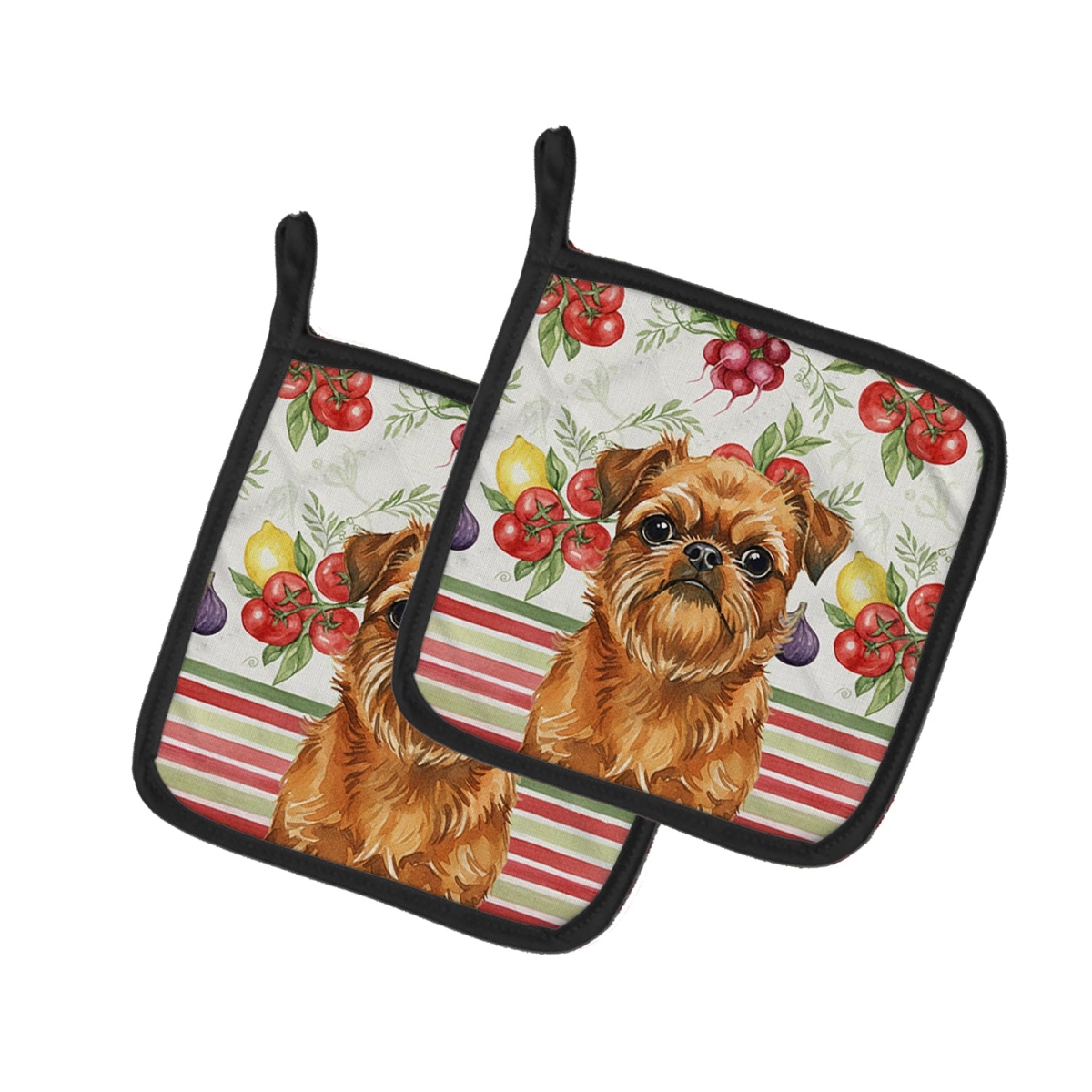 Picture of Carolines Treasures WDK8146PTHD Unisex Adult Belge Brussels Griffon Vegetables Pot Holders - 7.5 x 7.5 in. - Set of 2