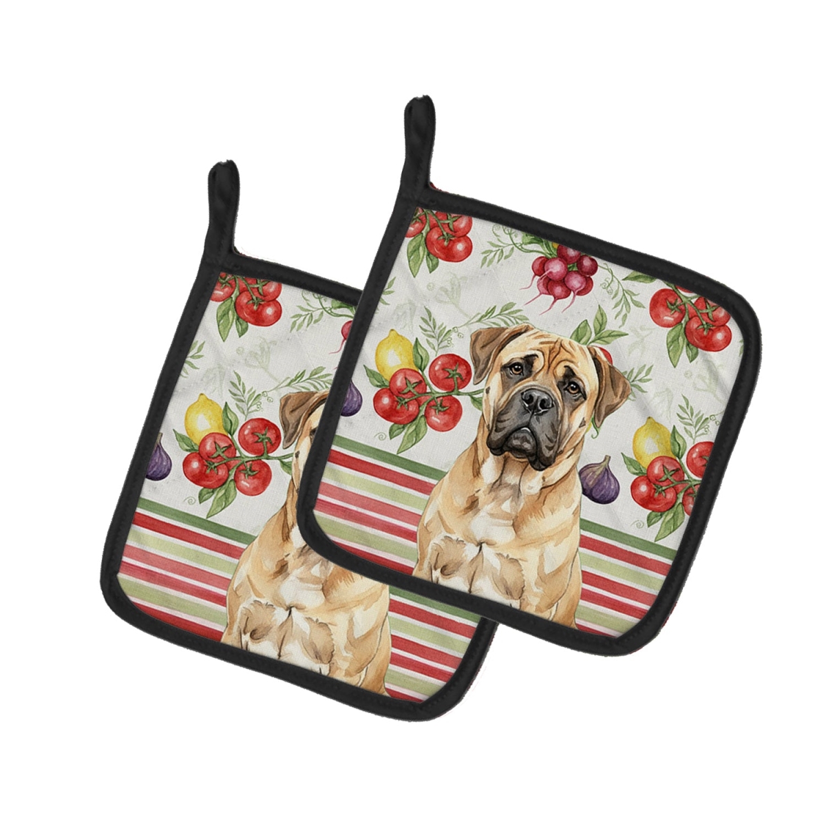 Picture of Carolines Treasures WDK8153PTHD Unisex Adult Bullmastiff Vegetables Pot Holders - 7.5 x 7.5 in. - Set of 2