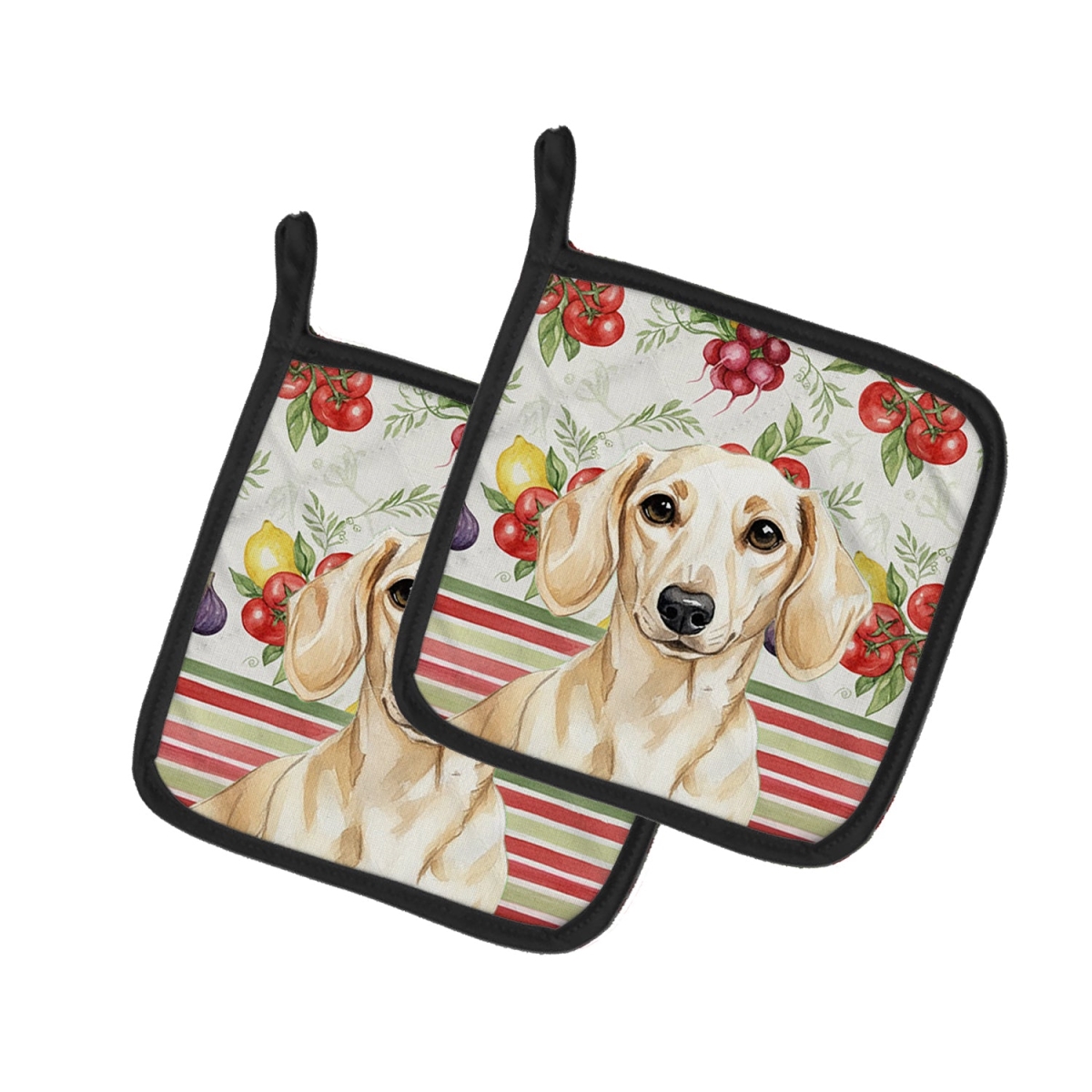 Picture of Carolines Treasures WDK8193PTHD Unisex Adult Cream Dachshund Vegetables Pot Holders - 7.5 x 7.5 in. - Set of 2
