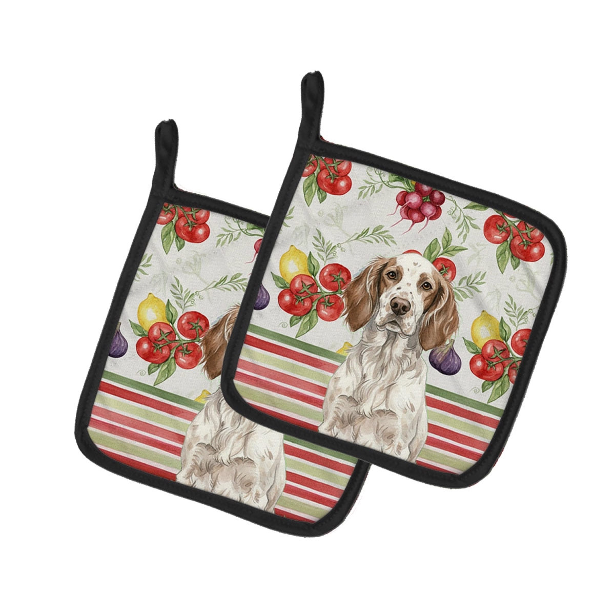 Picture of Carolines Treasures WDK8229PTHD Unisex Adult Liver Belton English Setter Vegetables Pot Holders - 7.5 x 7.5 in. - Set of 2