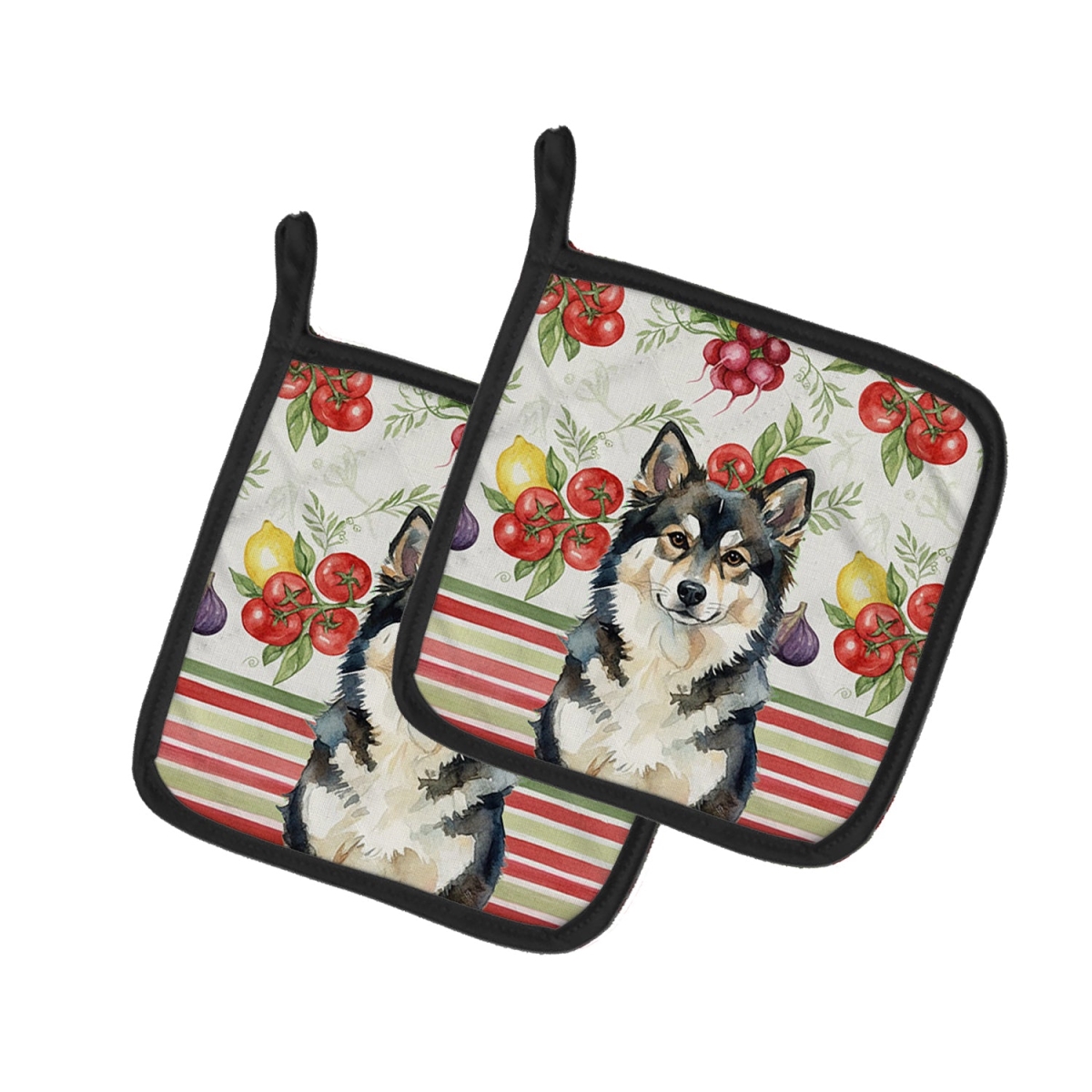Picture of Carolines Treasures WDK8237PTHD Unisex Adult Finnish Lapphund Vegetables Pot Holders - 7.5 x 7.5 in. - Set of 2