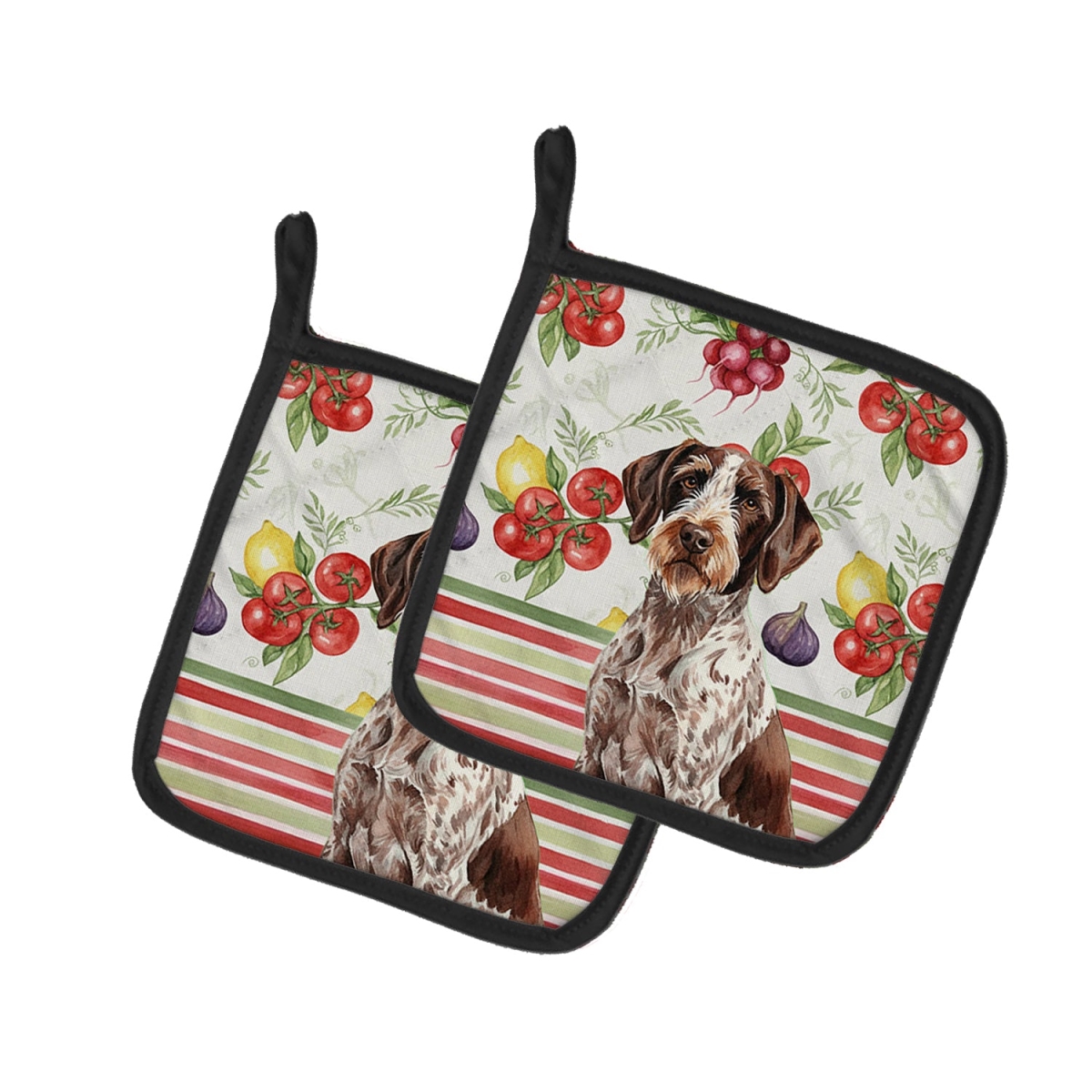 Picture of Carolines Treasures WDK8250PTHD Unisex Adult Roan German Wirehaired Pointer Vegetables Pot Holders - 7.5 x 7.5 in. - Set of 2