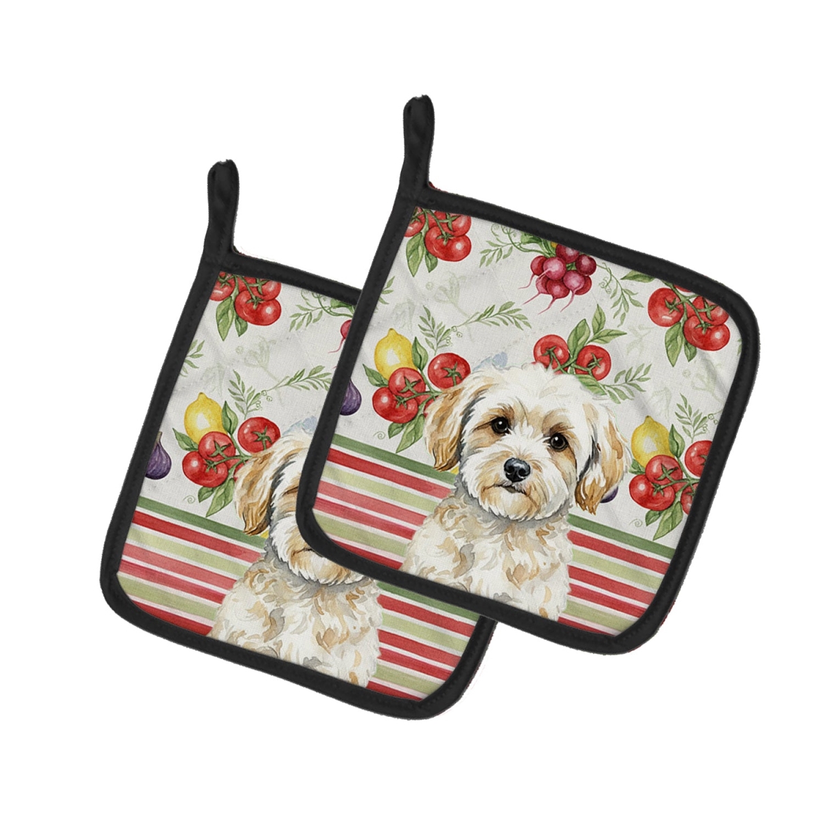 Picture of Carolines Treasures WDK8307PTHD Unisex Adult Maltipoo Vegetables Pot Holders - 7.5 x 7.5 in. - Set of 2