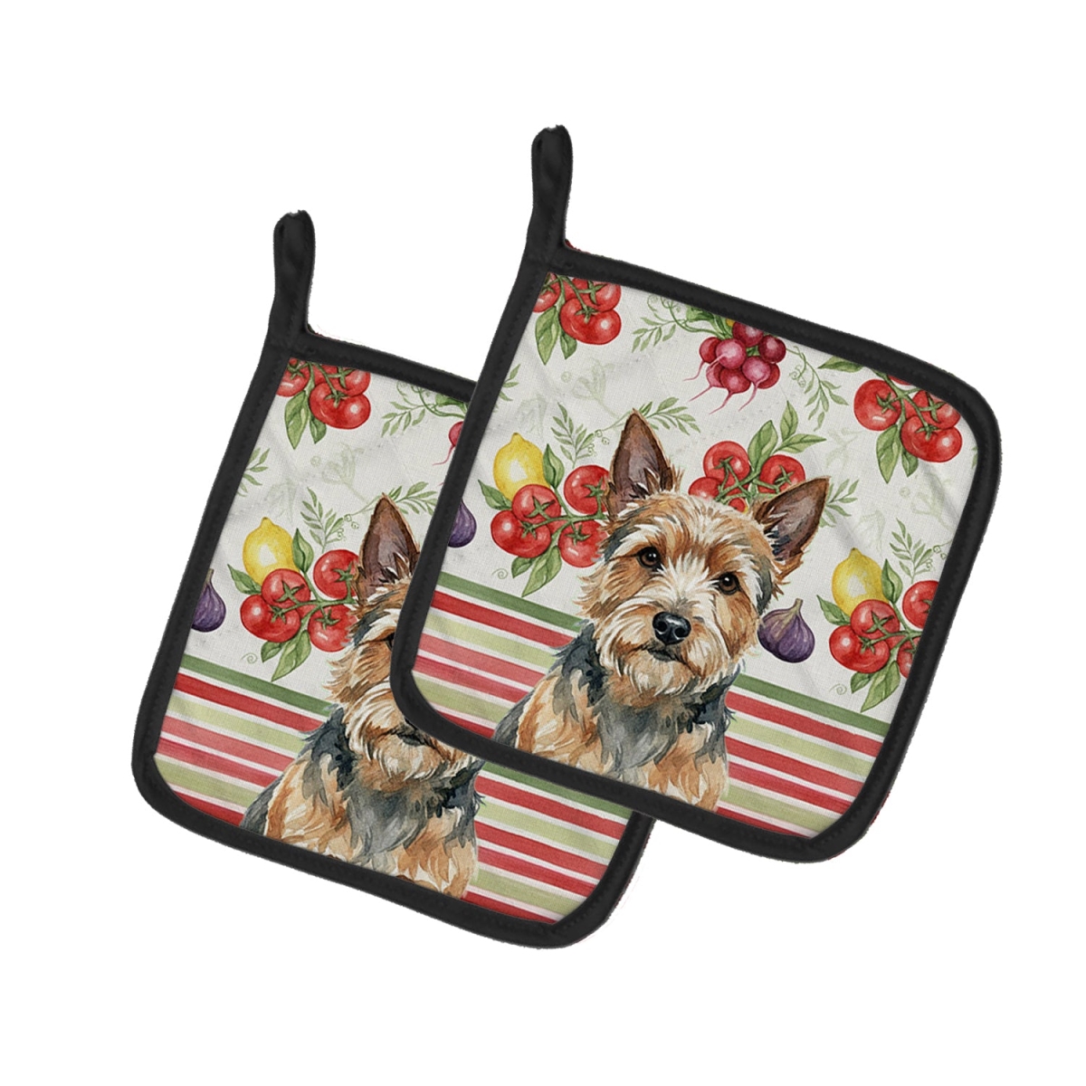 Picture of Carolines Treasures WDK8333PTHD Unisex Adult Norwich Terrier Vegetables Pot Holders - 7.5 x 7.5 in. - Set of 2