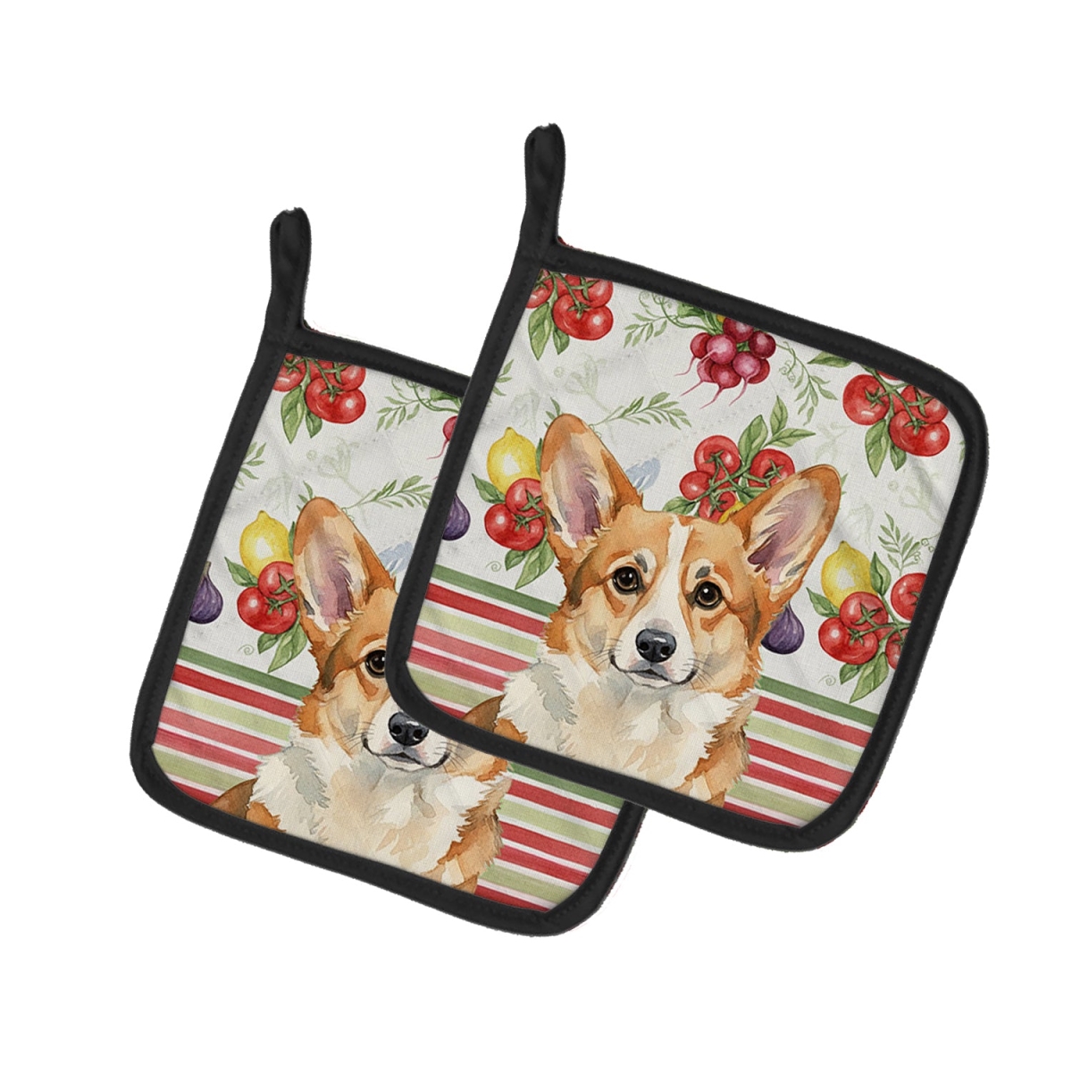 Picture of Carolines Treasures WDK8353PTHD Unisex Adult Corgi Vegetables Pot Holders - 7.5 x 7.5 in. - Set of 2