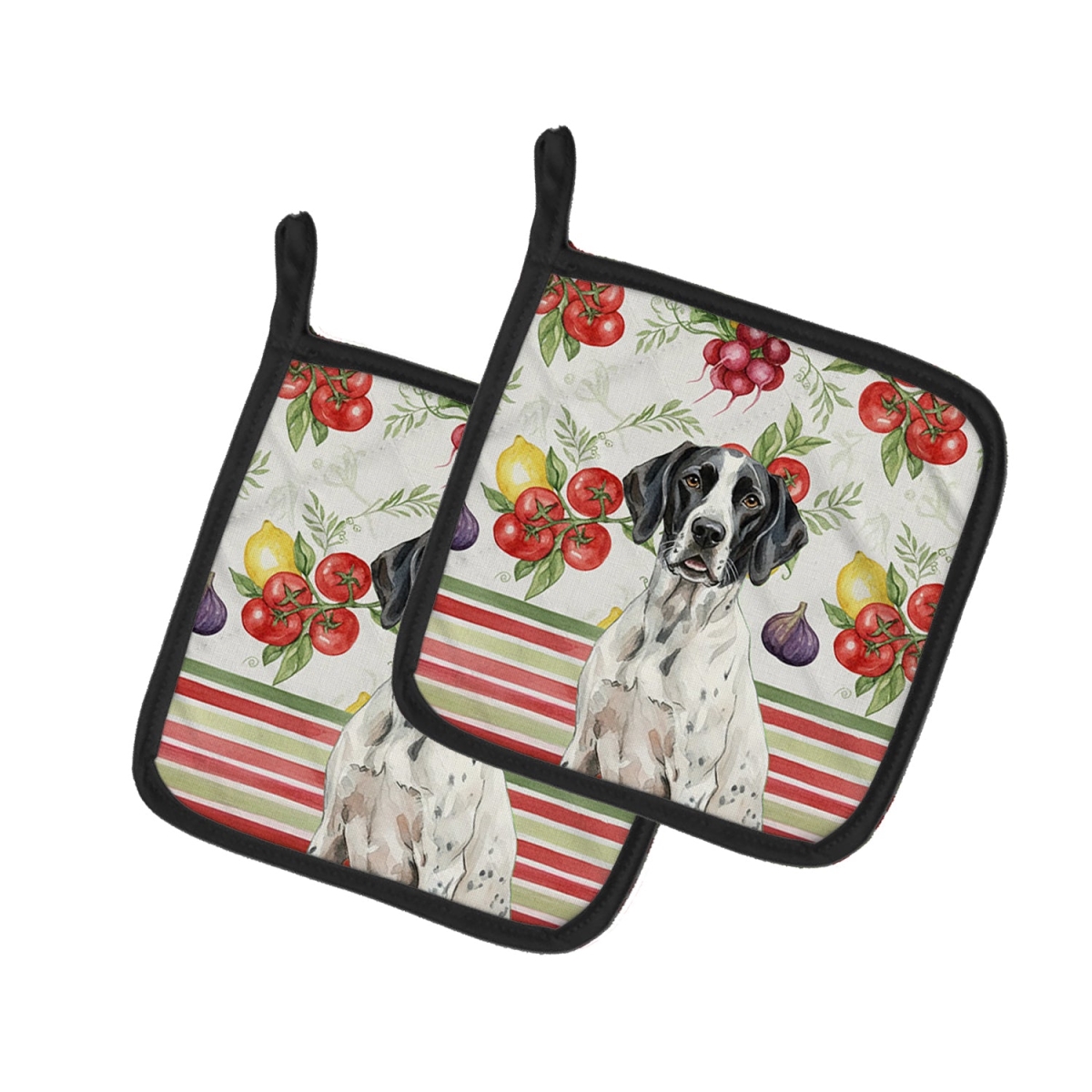 Picture of Carolines Treasures WDK8354PTHD Unisex Adult Black & White Pointer Vegetables Pot Holders - 7.5 x 7.5 in. - Set of 2
