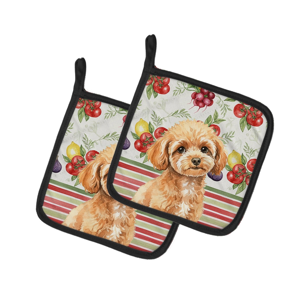 Picture of Carolines Treasures WDK8372PTHD Unisex Adult Toy Apricot Poodle Vegetables Pot Holders - 7.5 x 7.5 in. - Set of 2
