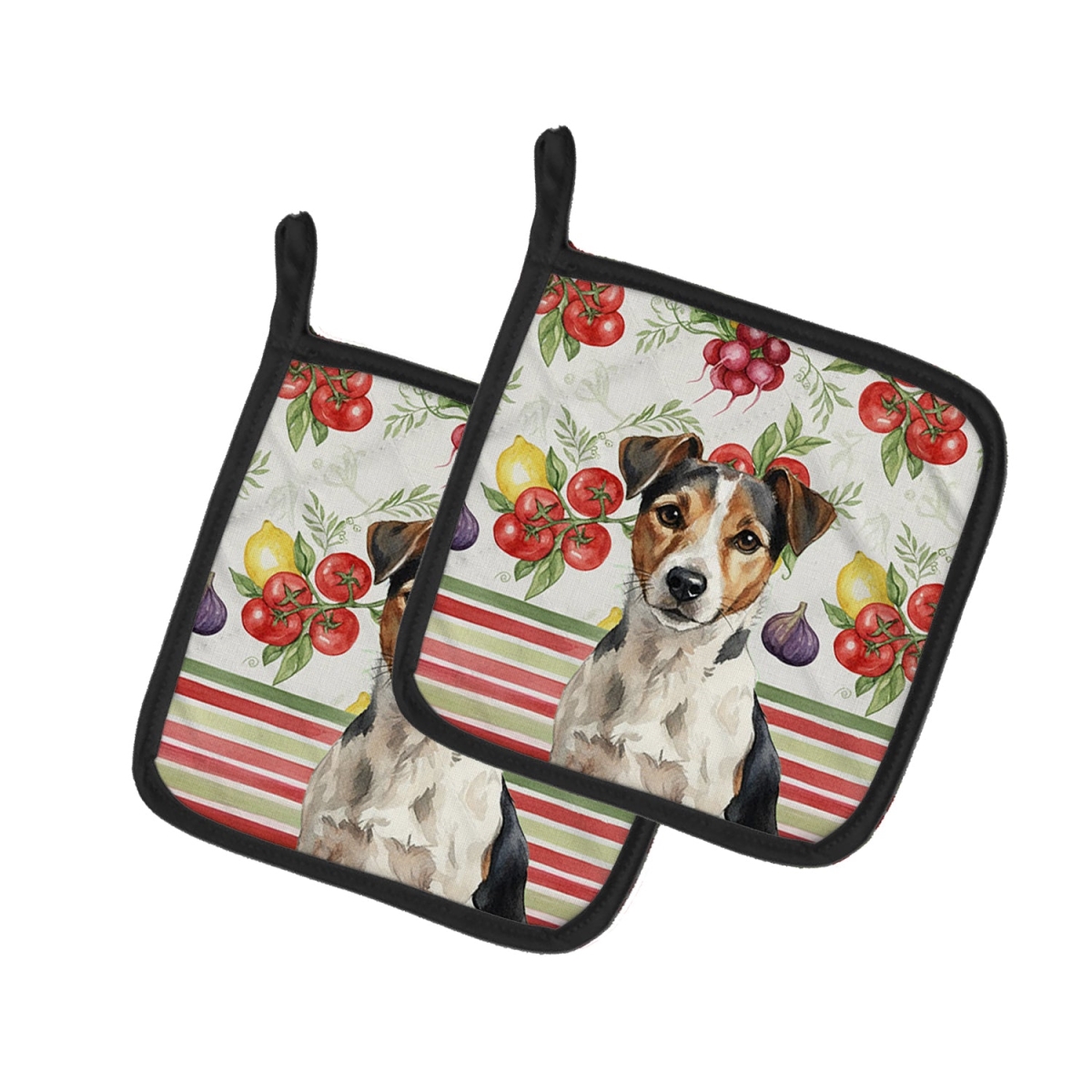 Picture of Carolines Treasures WDK8388PTHD Unisex Adult Tricolor Russell Terrier Vegetables Pot Holders - 7.5 x 7.5 in. - Set of 2