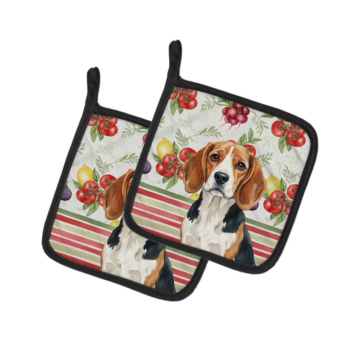 Picture of Carolines Treasures WDK8099PTHD Unisex Adult Beagle Vegetables Pot Holders - 7.5 x 7.5 in. - Set of 2